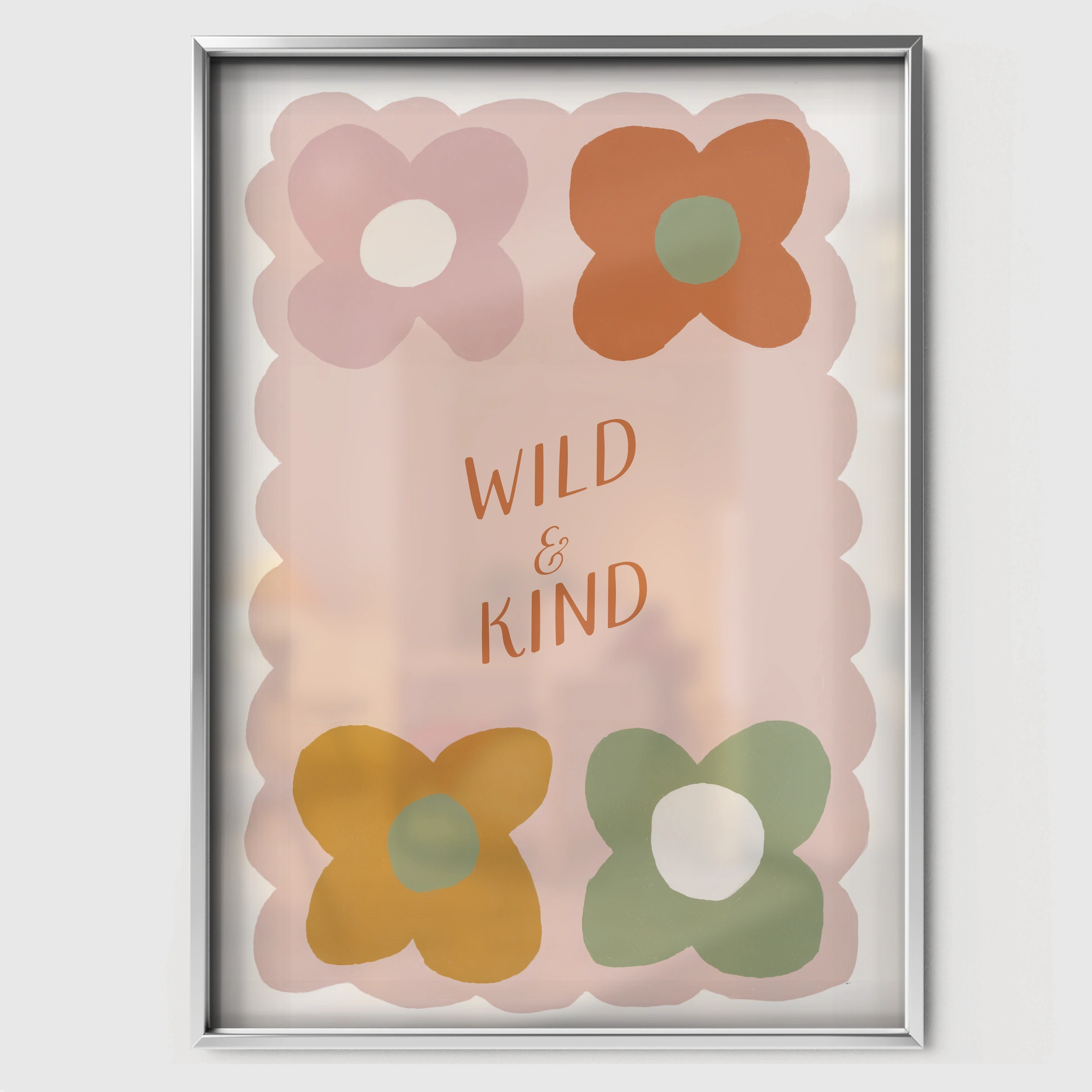 Wild and Kind Nursery Print - white framed nursery wall art print