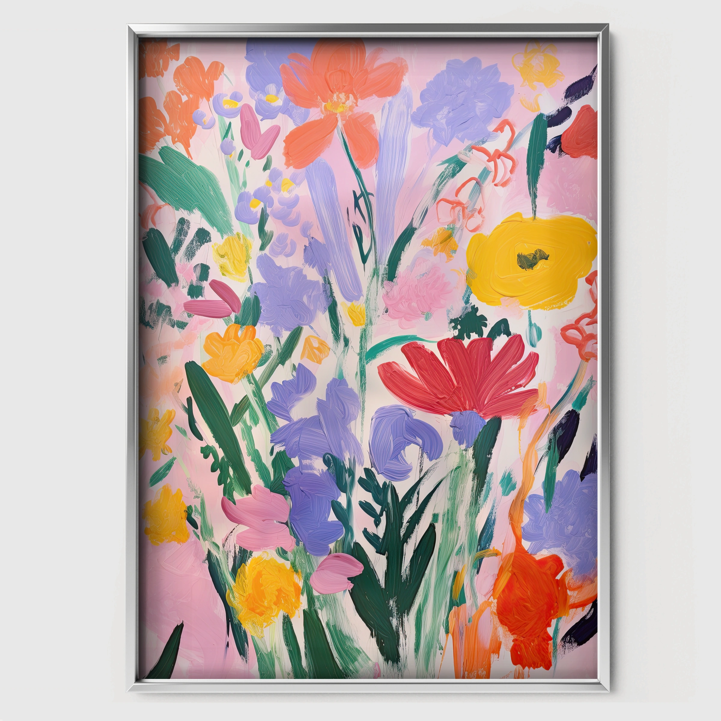 Wildflower Bouquet Nursery Print - white framed nursery wall art print