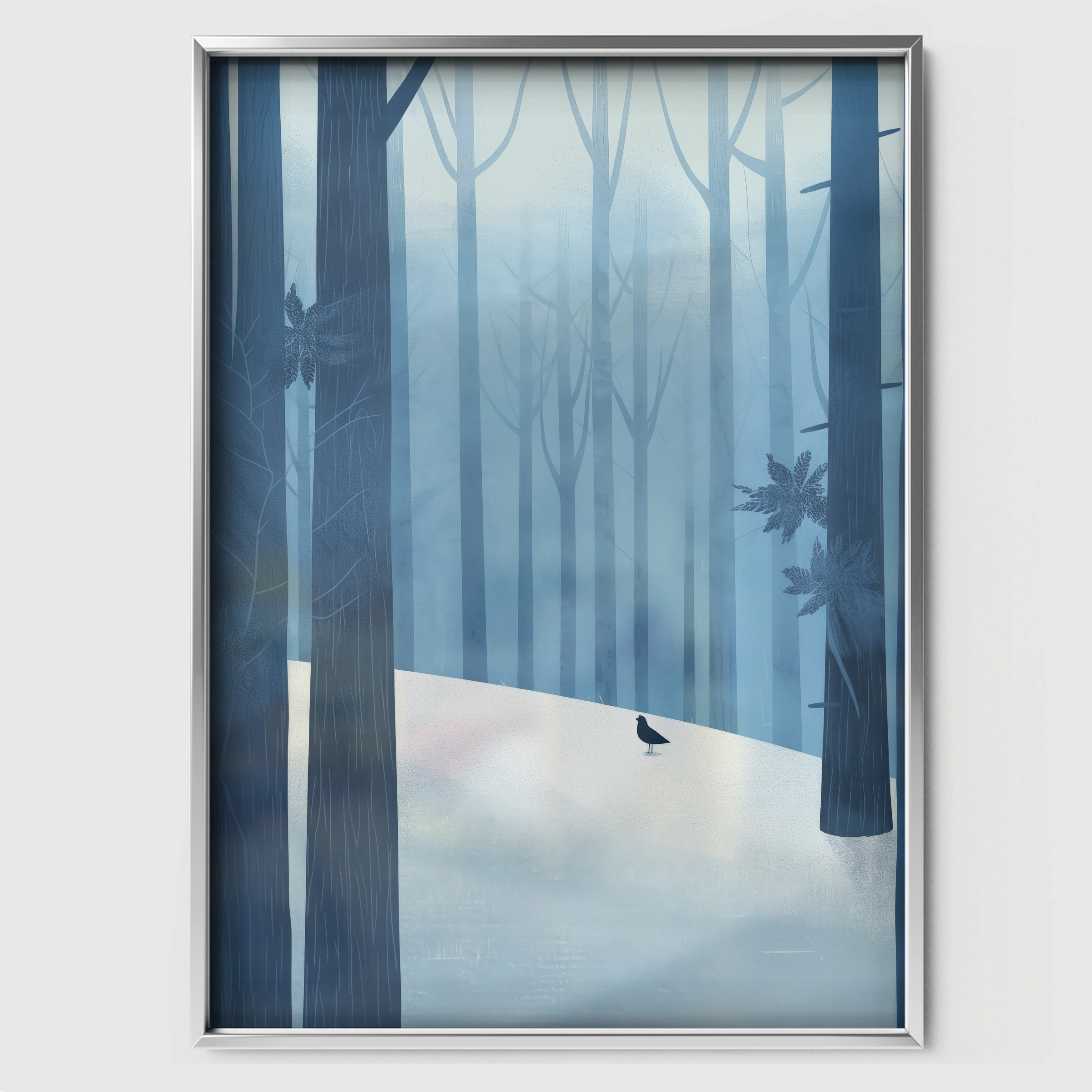 Winter Forest Nursery Print - white framed nursery wall art print