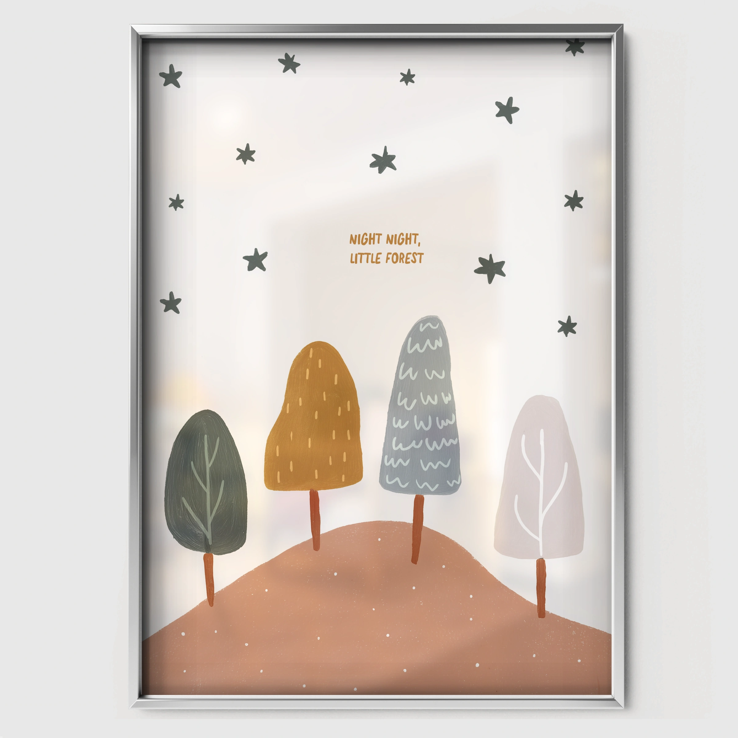 Winter Trees Nursery Print - white framed nursery wall art print