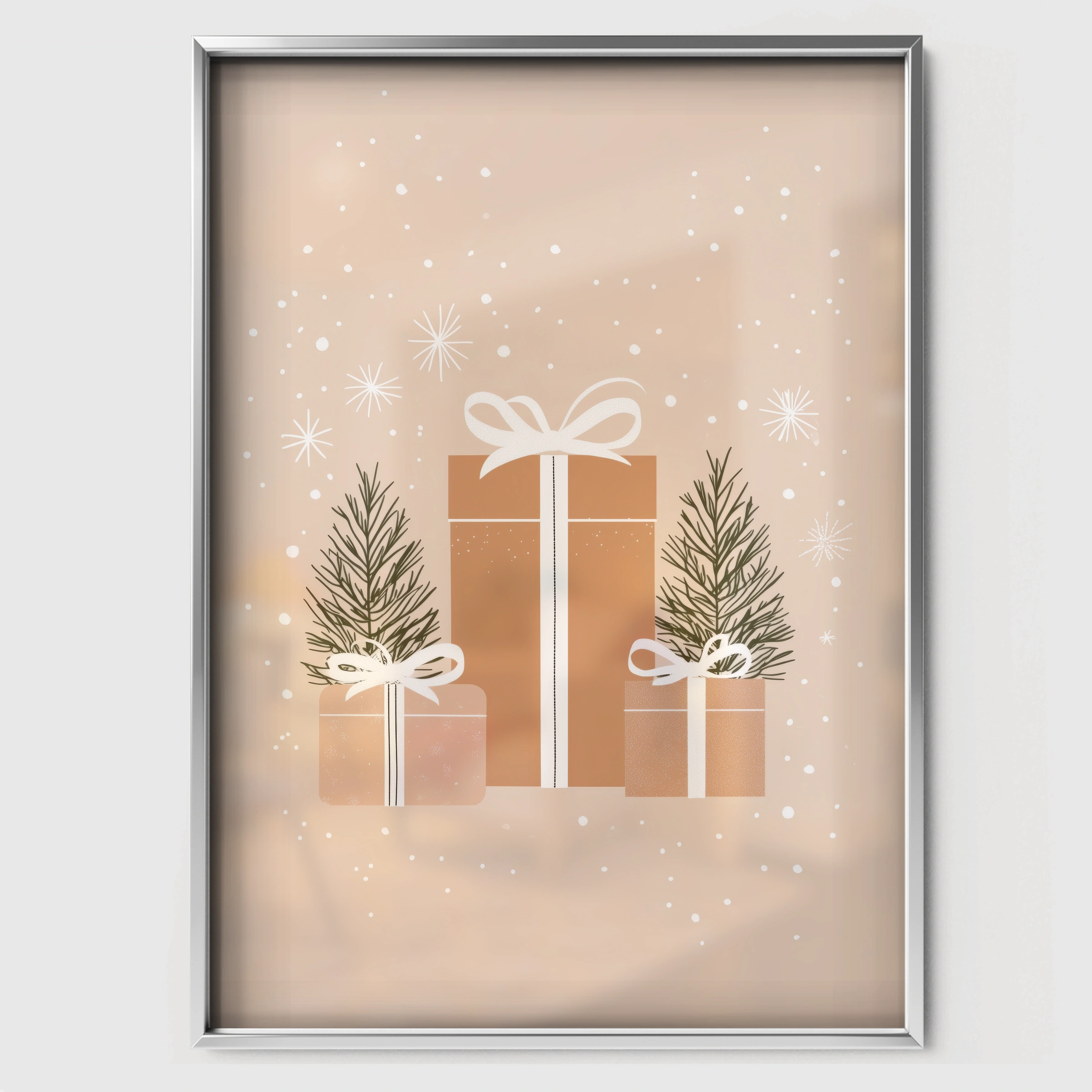 Wrapped Gifts Christmas Print - white framed nursery wall art print
