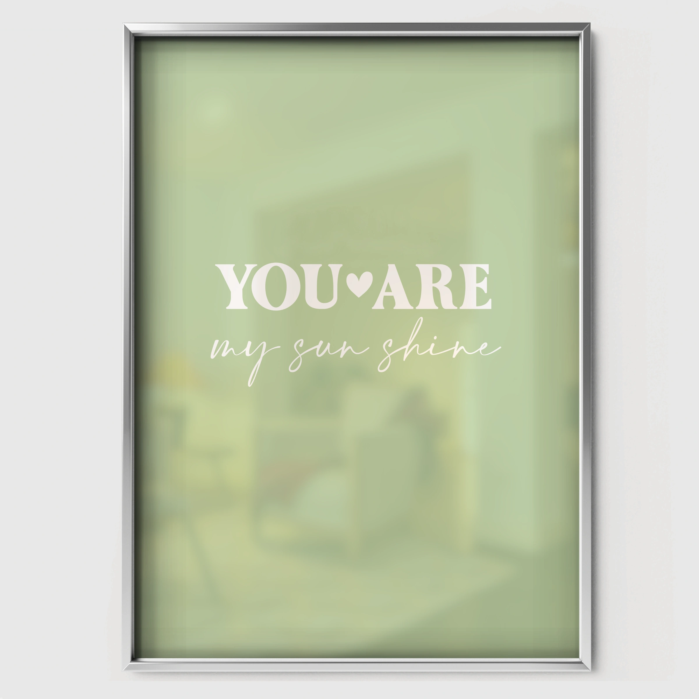 You Are My Sunshine Green Nursery Print - white framed nursery wall art print