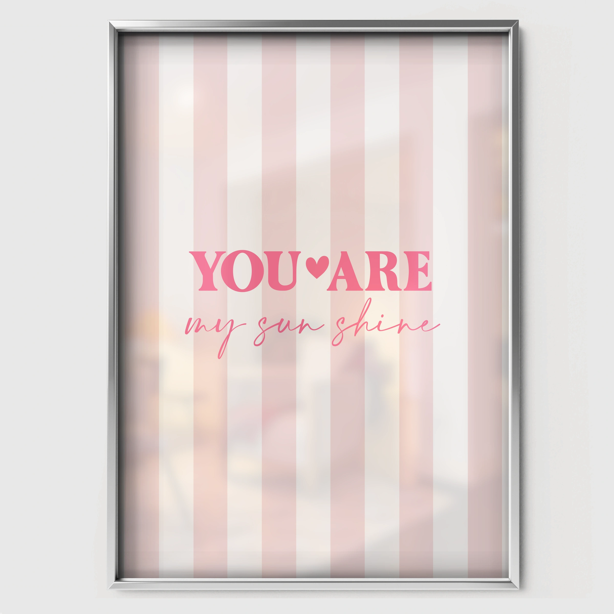 You Are My Sunshine Pink Nursery Print - white framed nursery wall art print