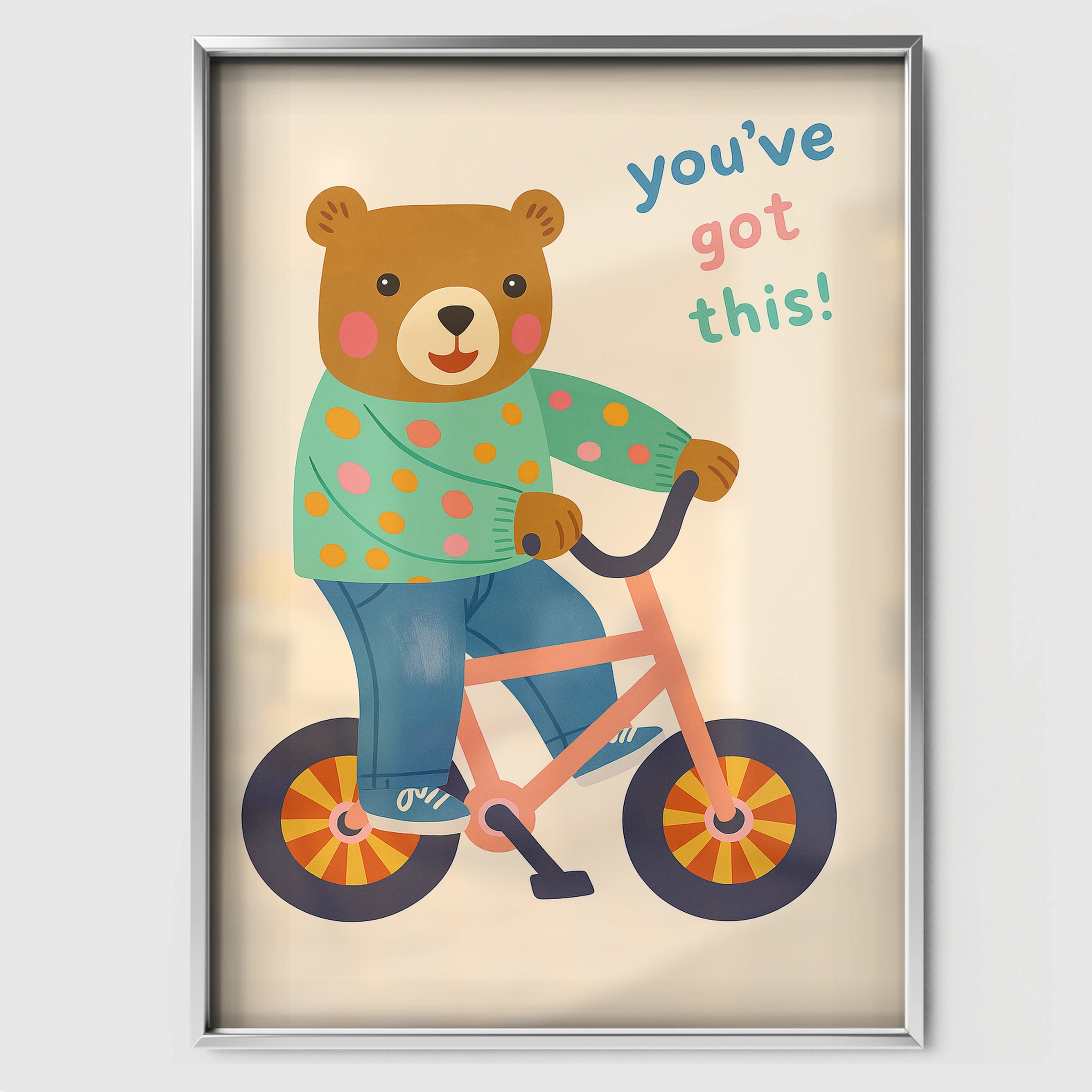 You've Got This Bear Nursery Print - white framed nursery wall art print
