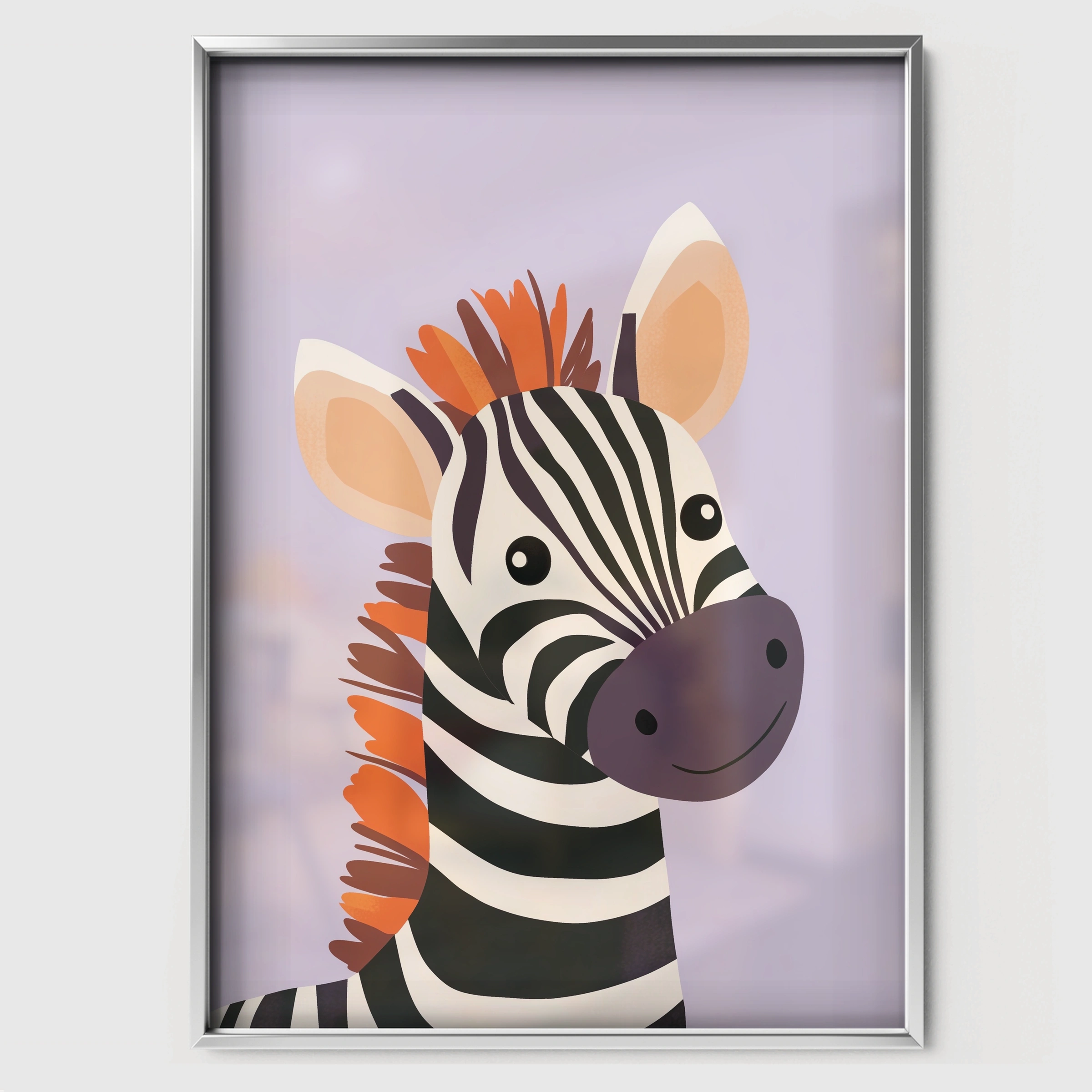 Zebra Foal Nursery Print - white framed nursery wall art print