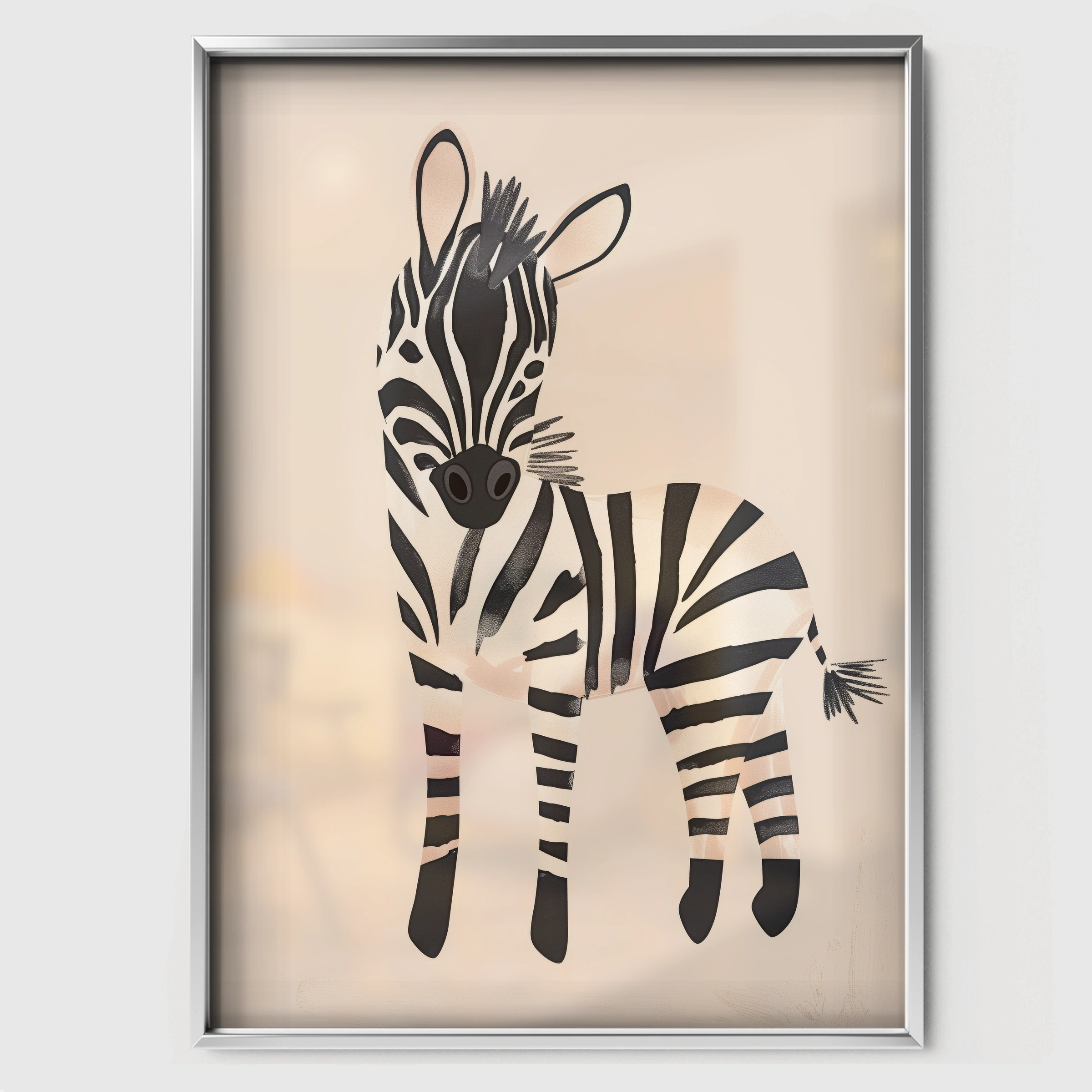 Zebra Nursery Print - white framed nursery wall art print