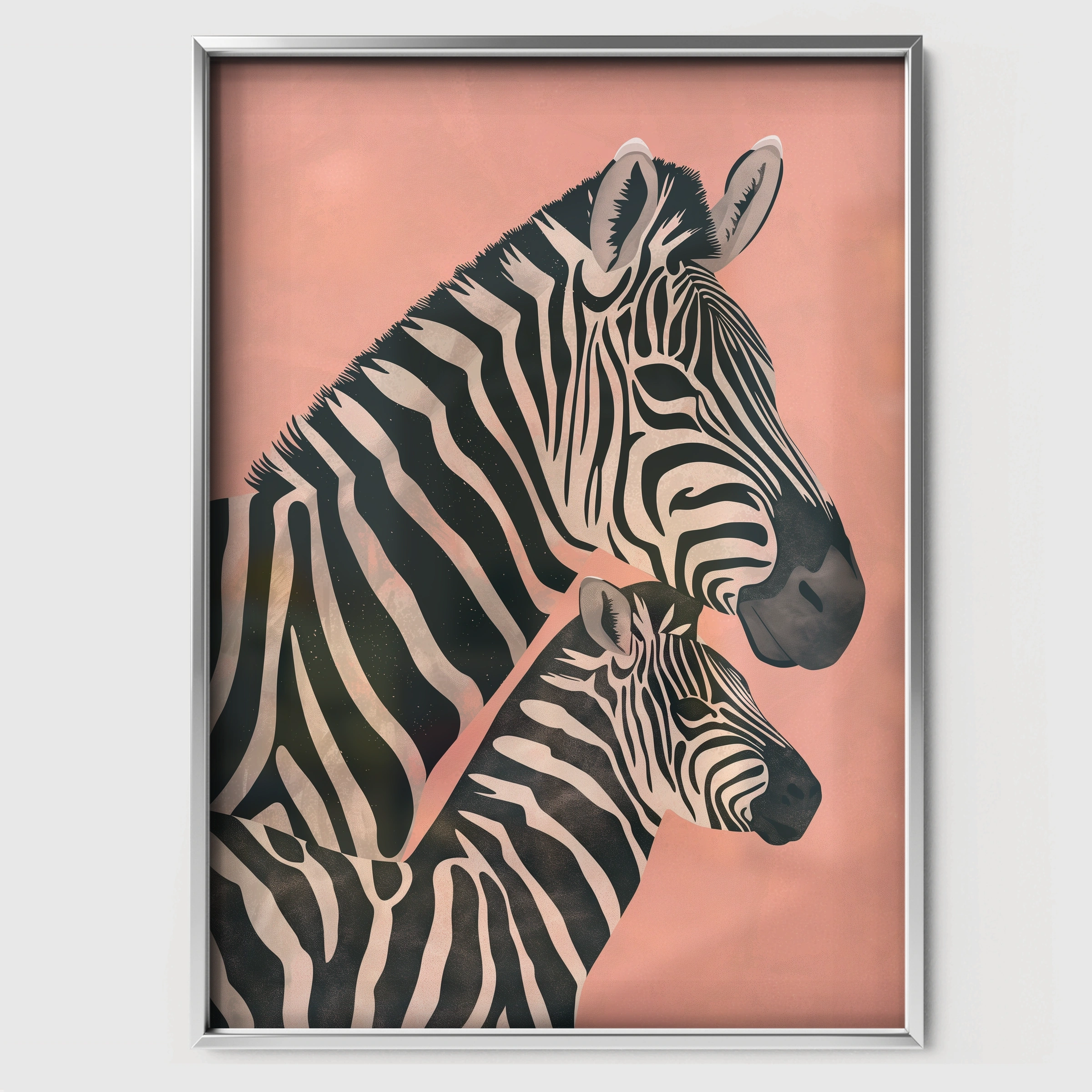 Zebras Nursery Print - white framed nursery wall art print