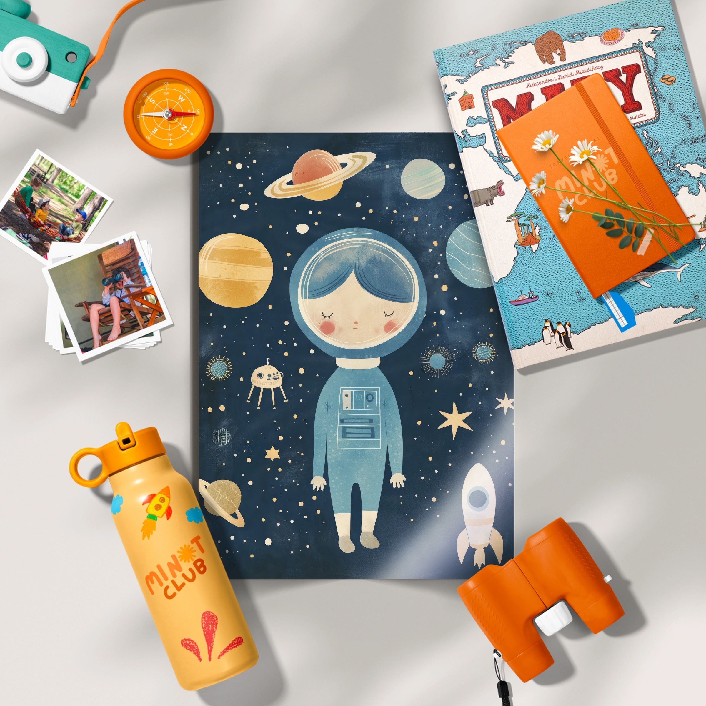 Astronaut Among Planets Nursery Print