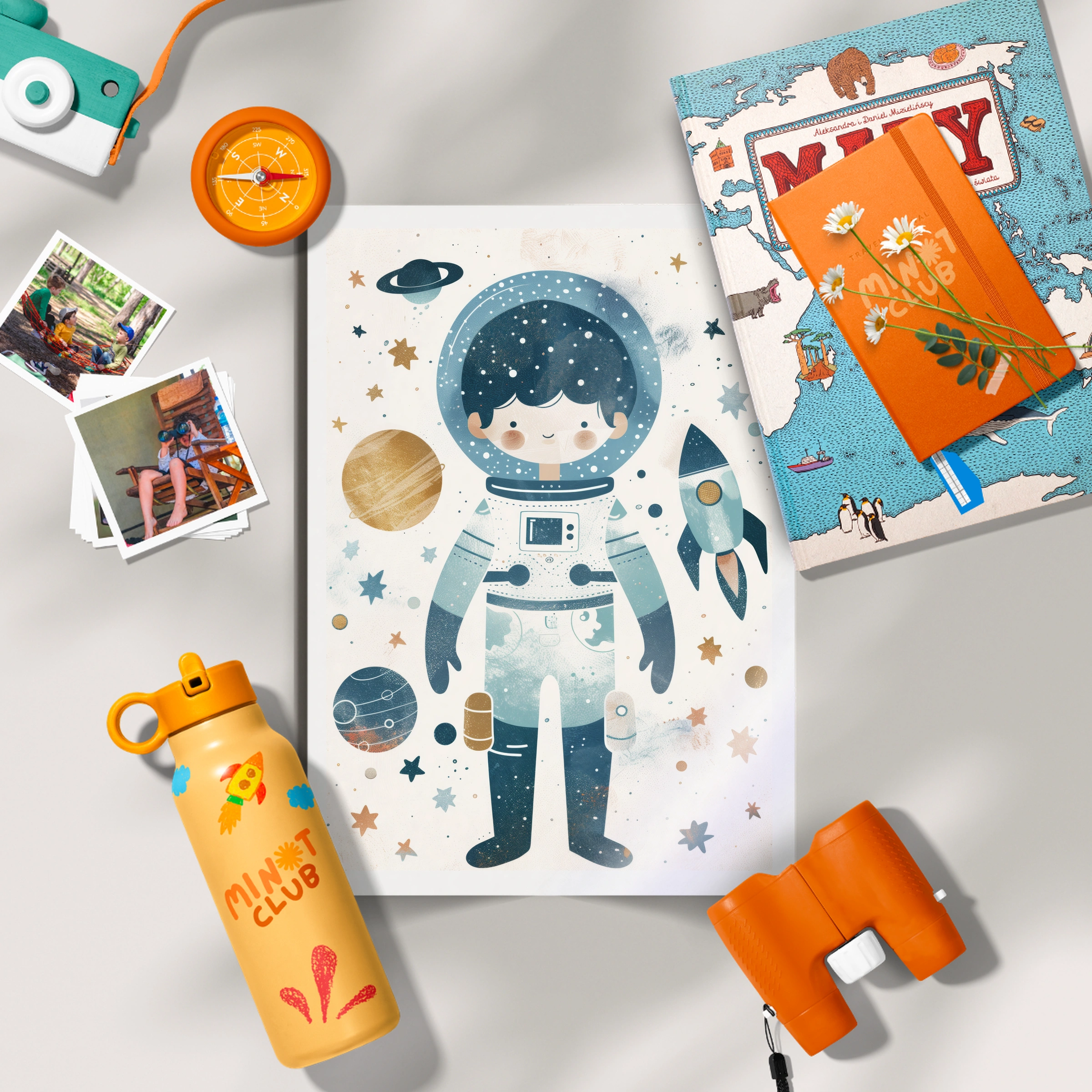 Astronaut and Rocket Nursery Print