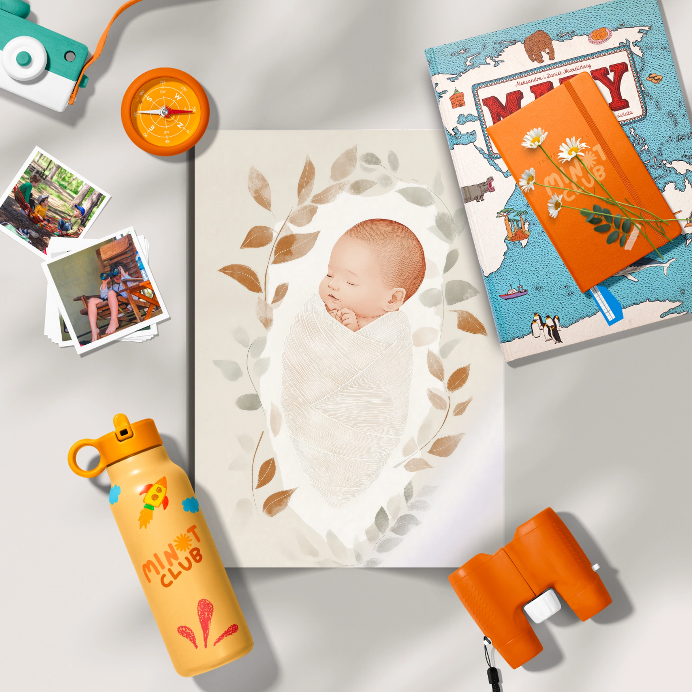 Baby in a Wreath Nursery Print
