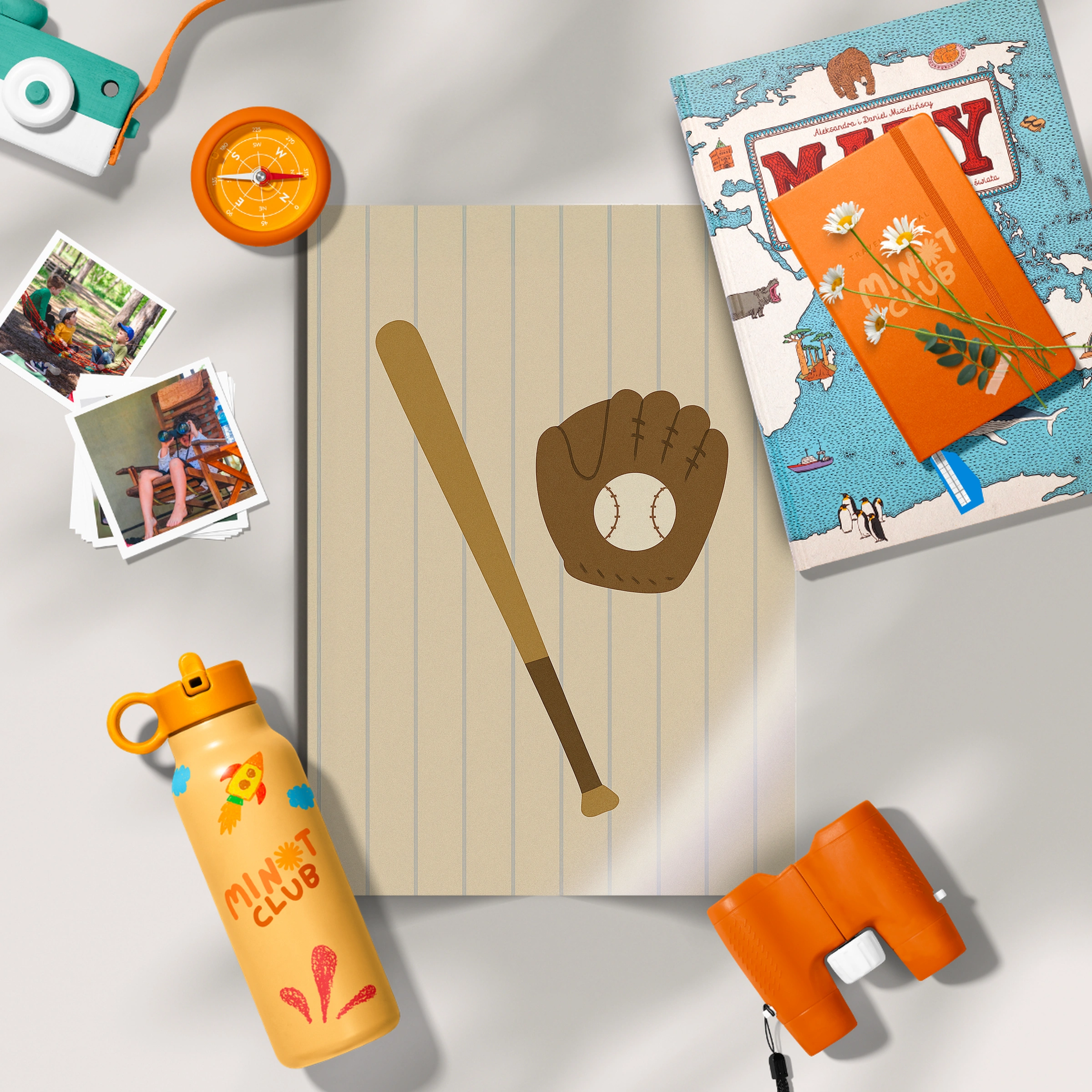 Baseball Bat and Glove Nursery Print - flat lay nursery decor print