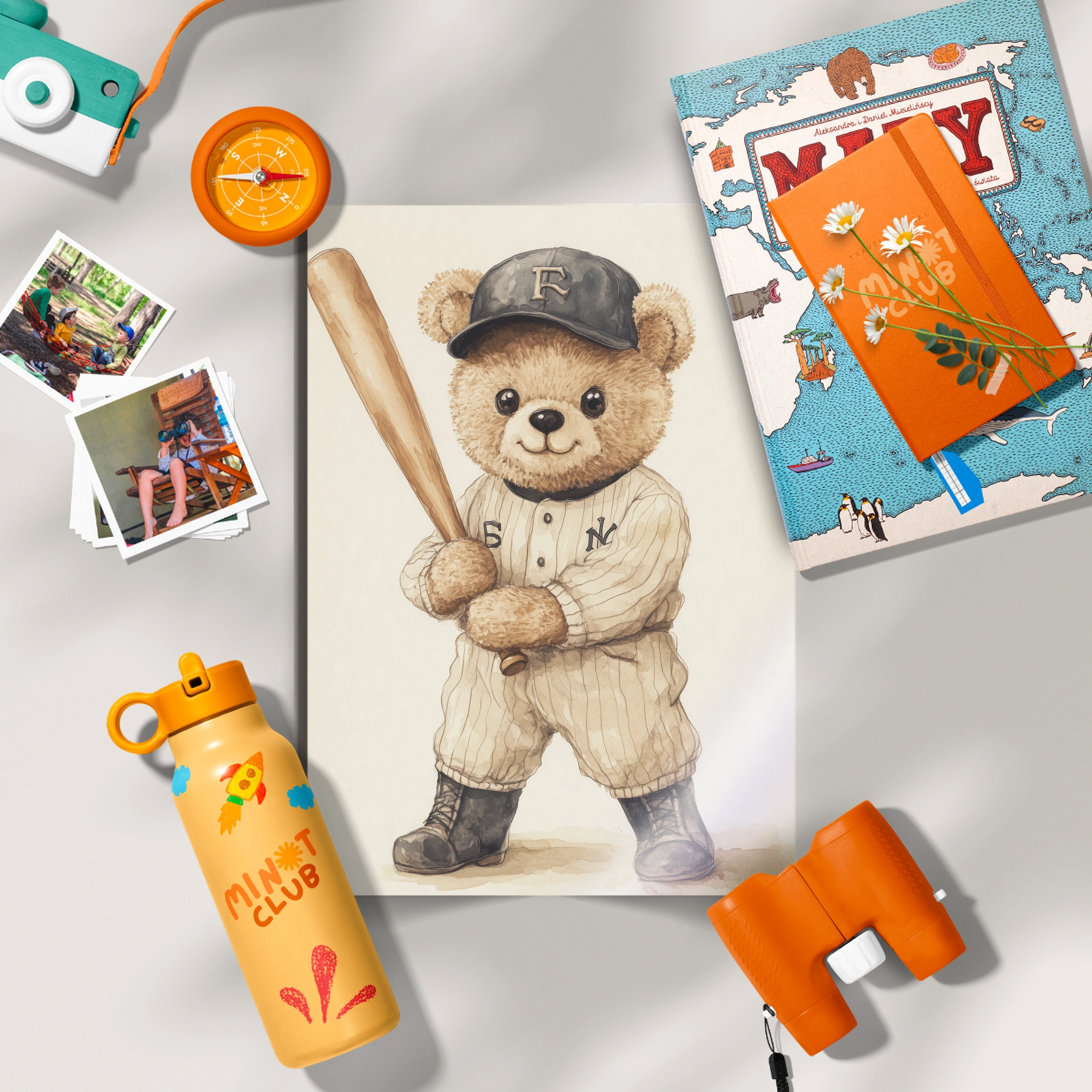 Baseball Teddy Bear Nursery Print