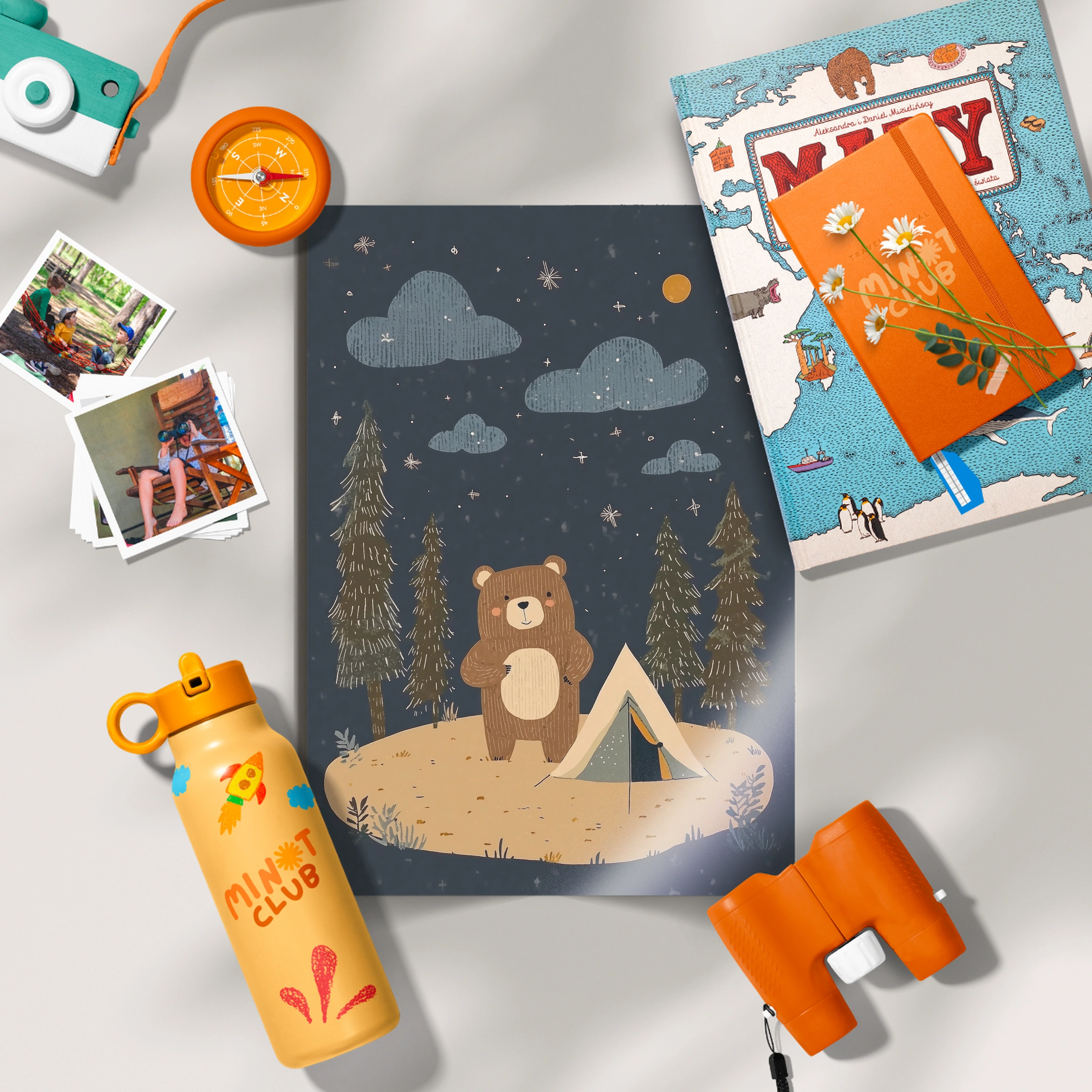 Bear Camping Nursery Print