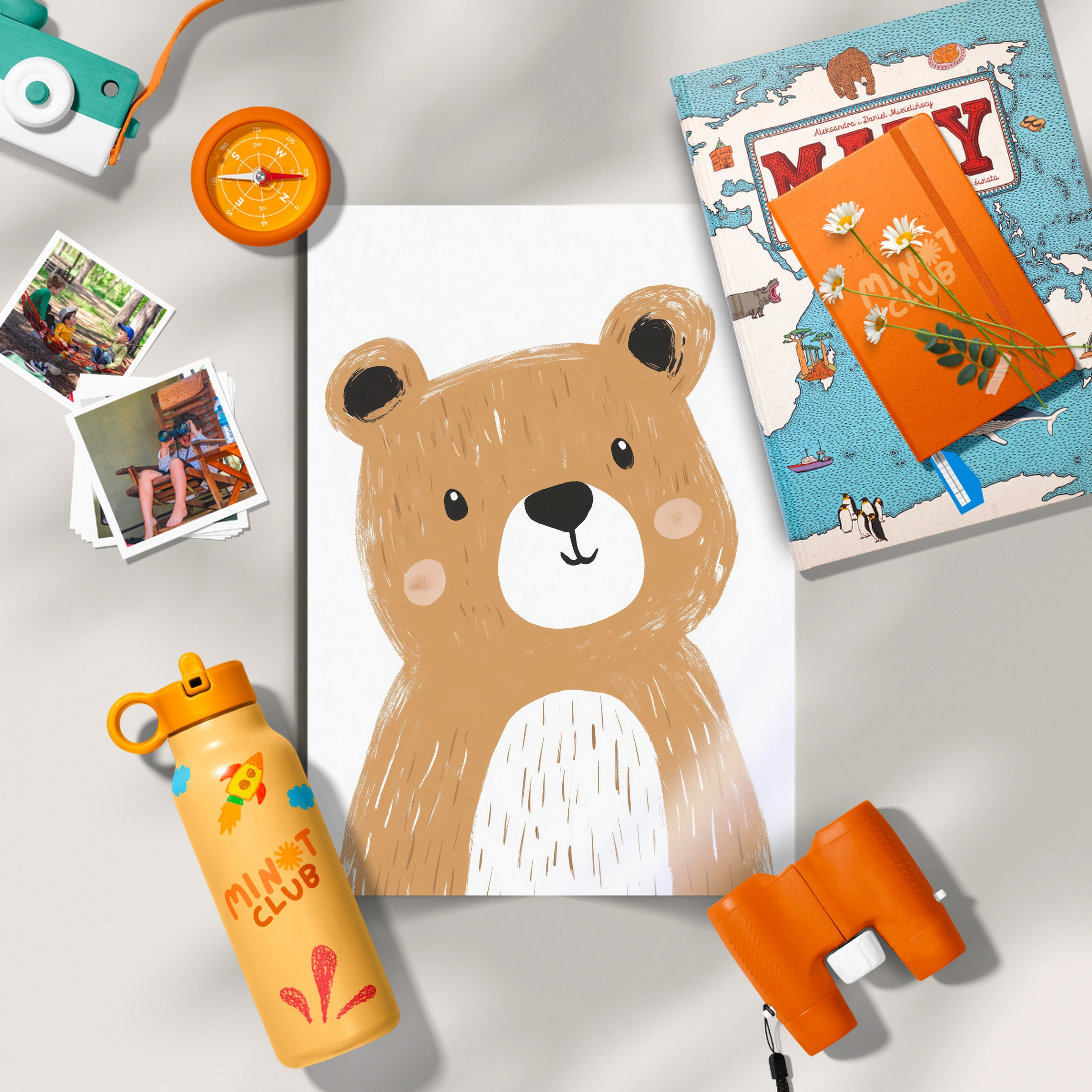 Bear Face Two Nursery Print