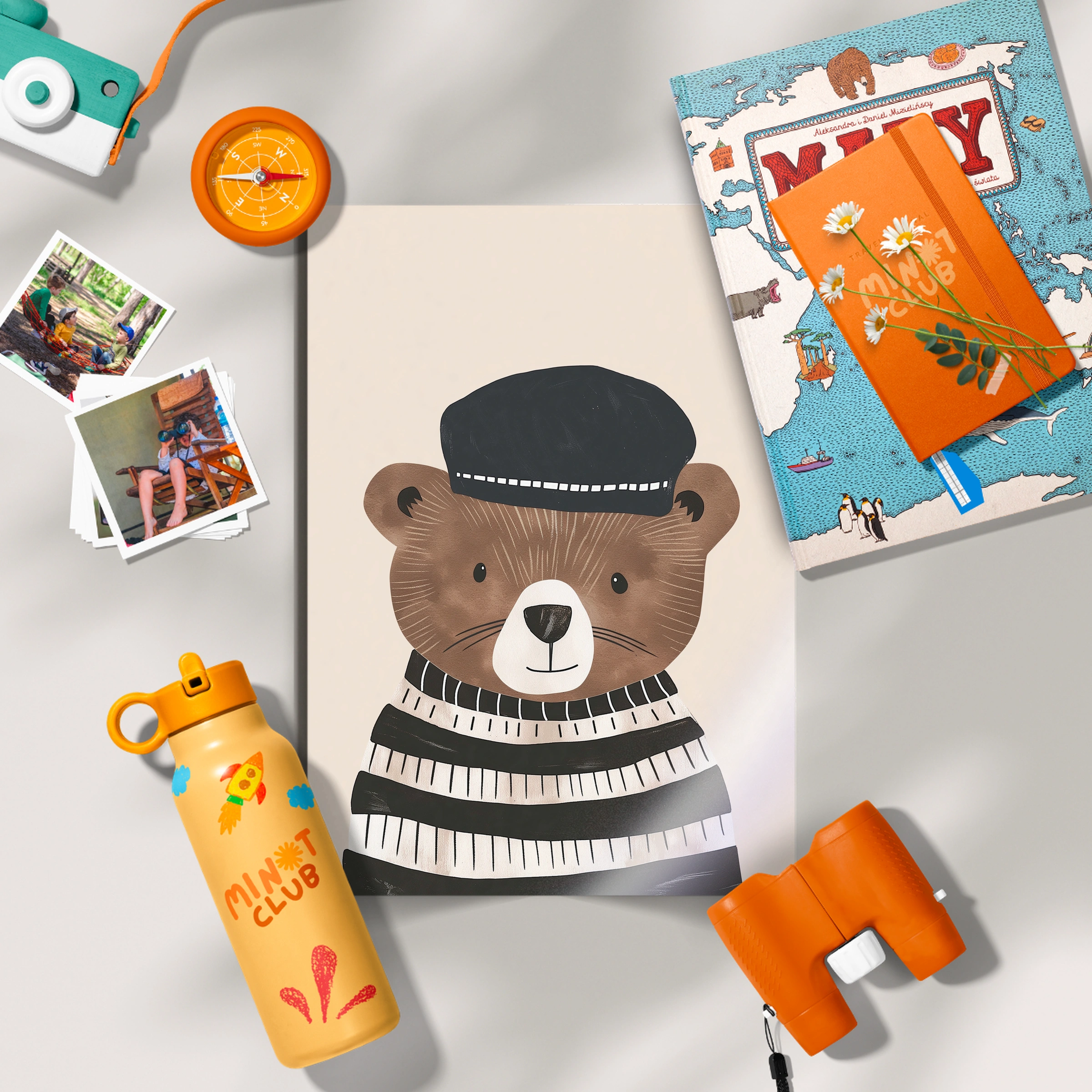 Bear in a Beret Nursery Print