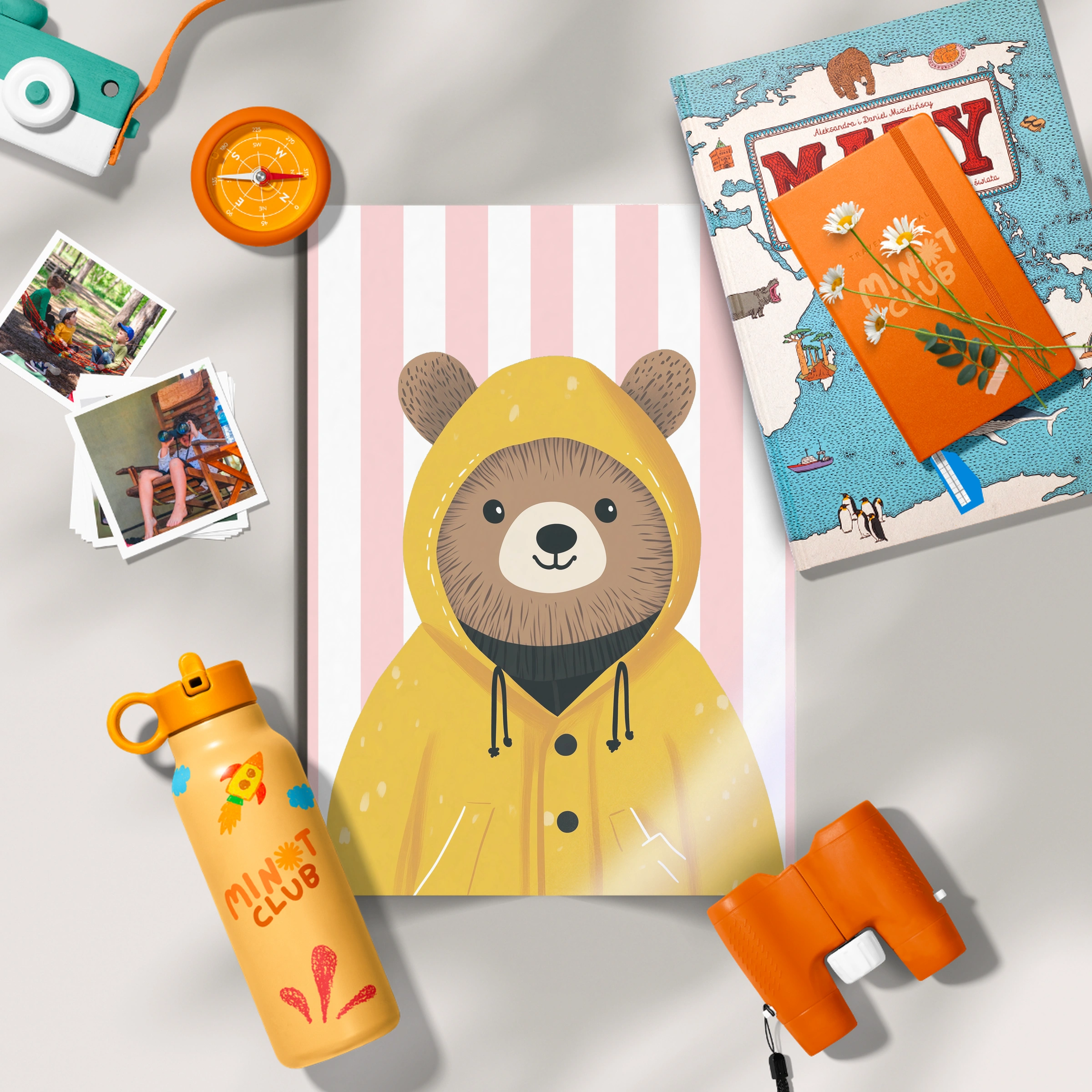 Bear in a Raincoat Nursery Print