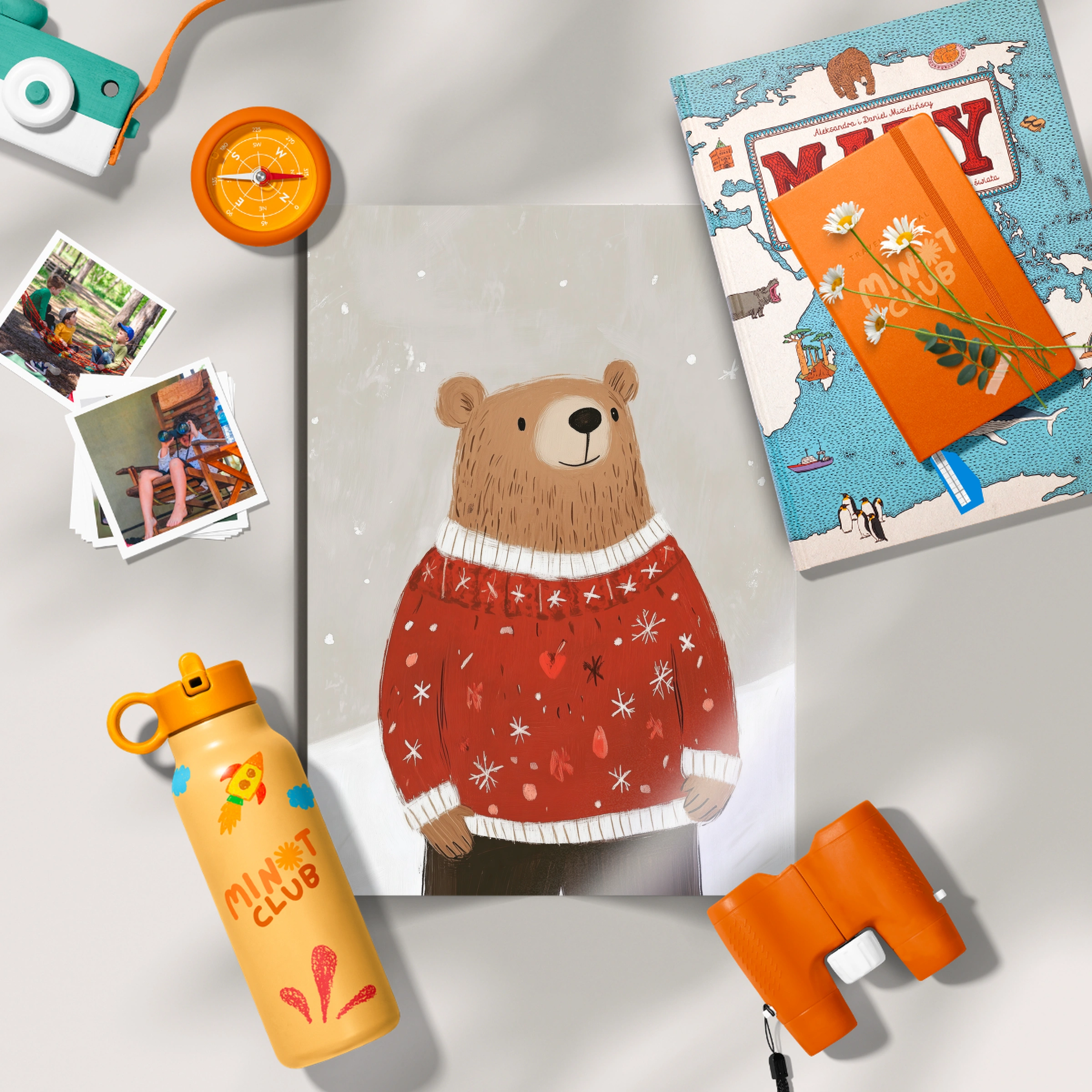 Bear in a Red Sweater Christmas Print