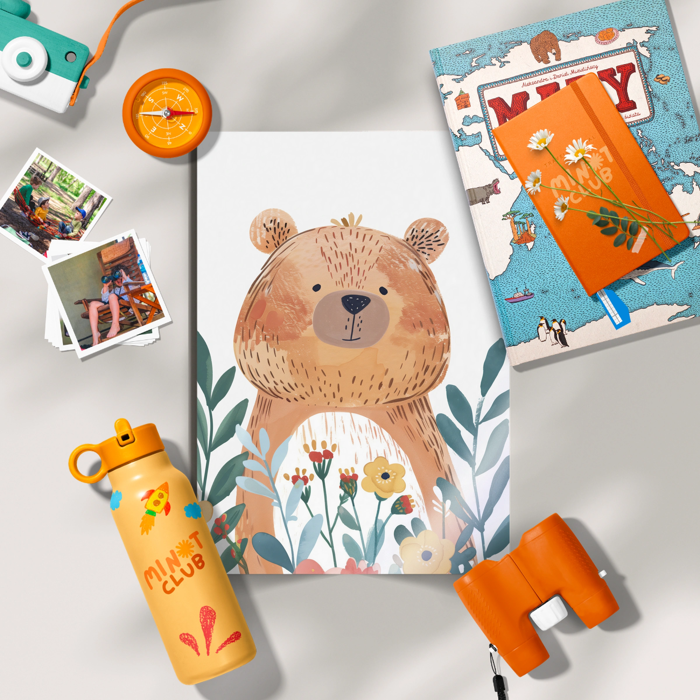 Bear in Flowers Nursery Print