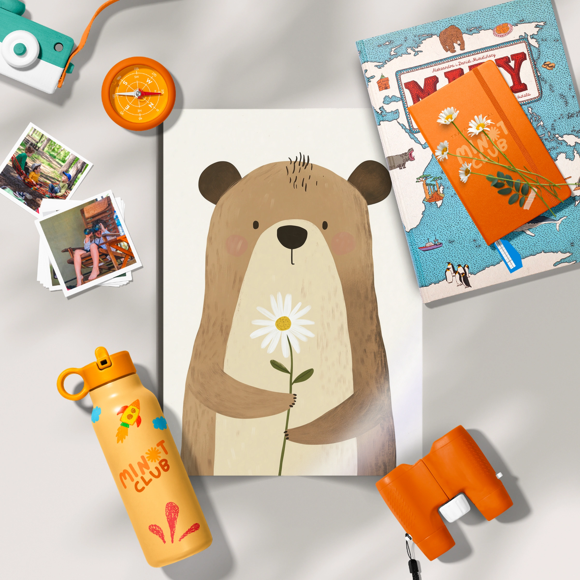 Bear with a Daisy Nursery Print
