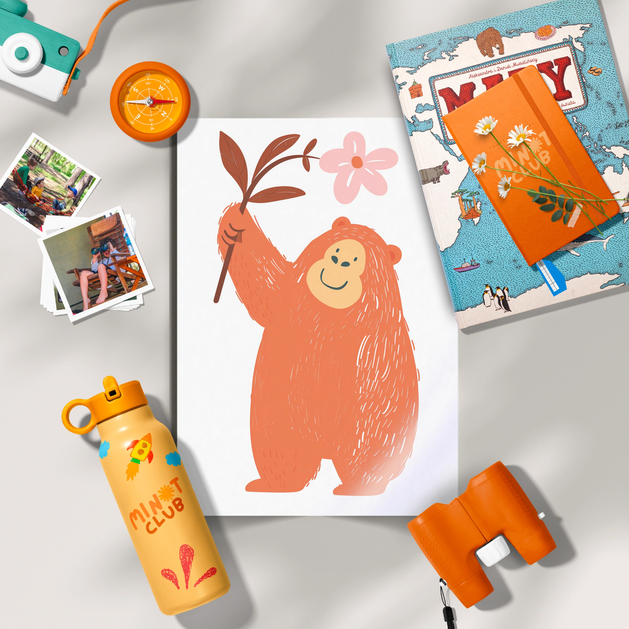 Bear with a Flower Nursery Print