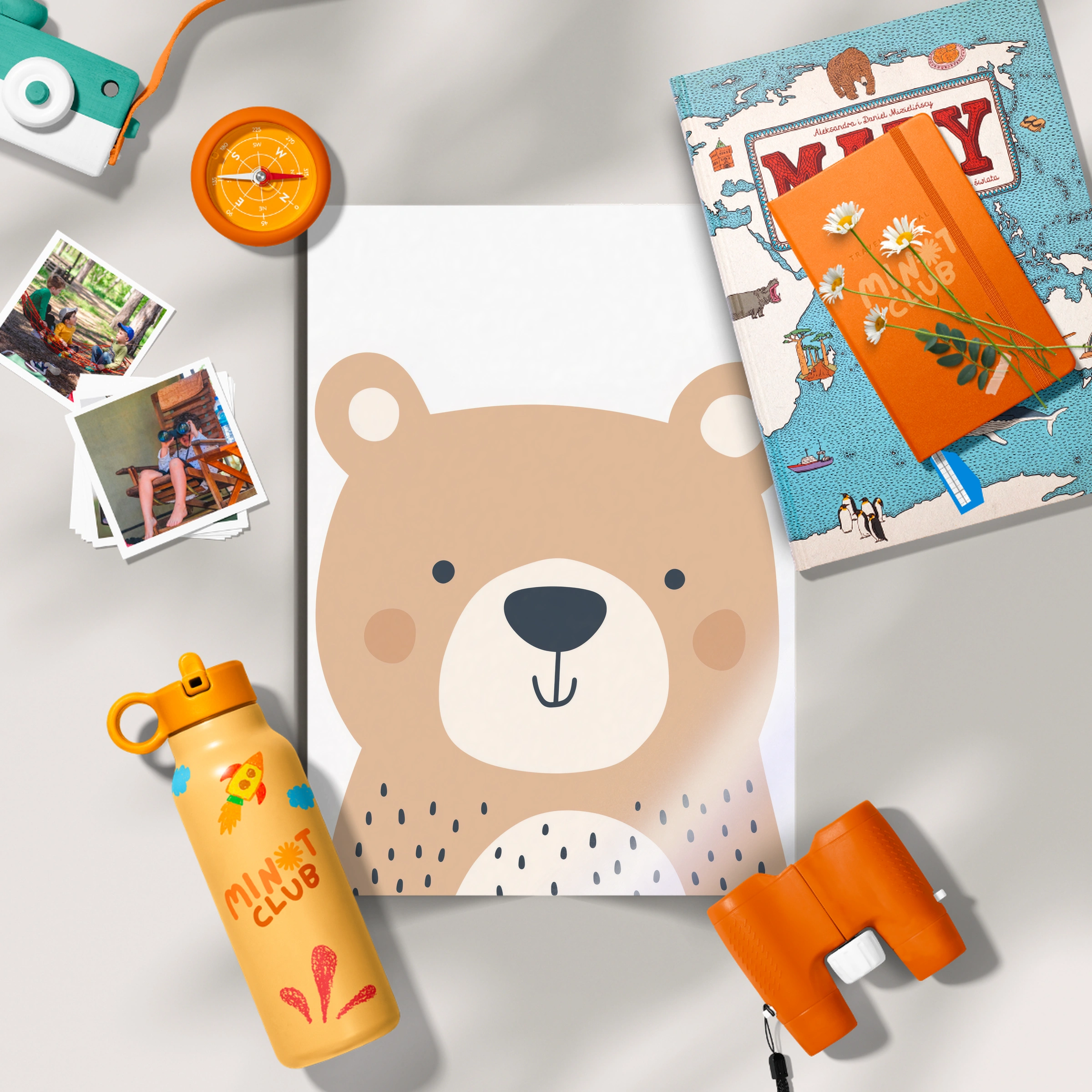 Beige Bear Two Nursery Print