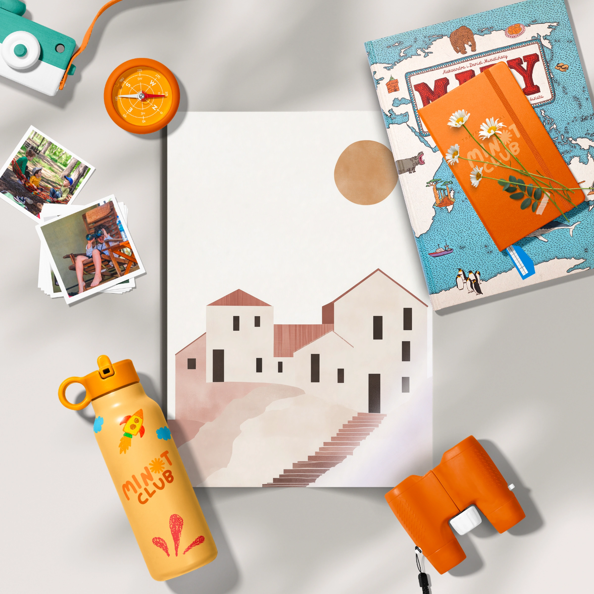Beige Village Nursery Print