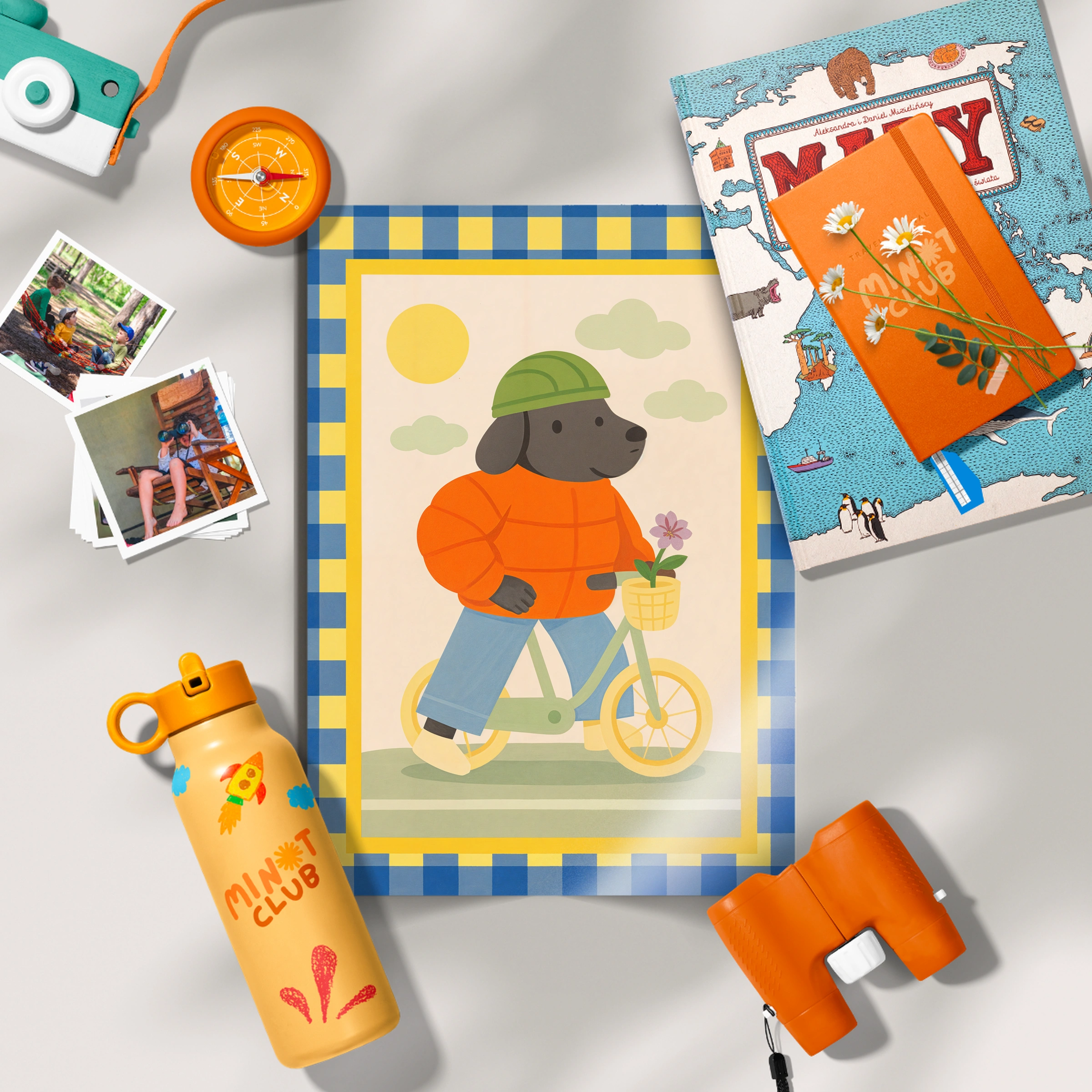 Bicycle Dog Nursery Print - flat lay nursery decor print