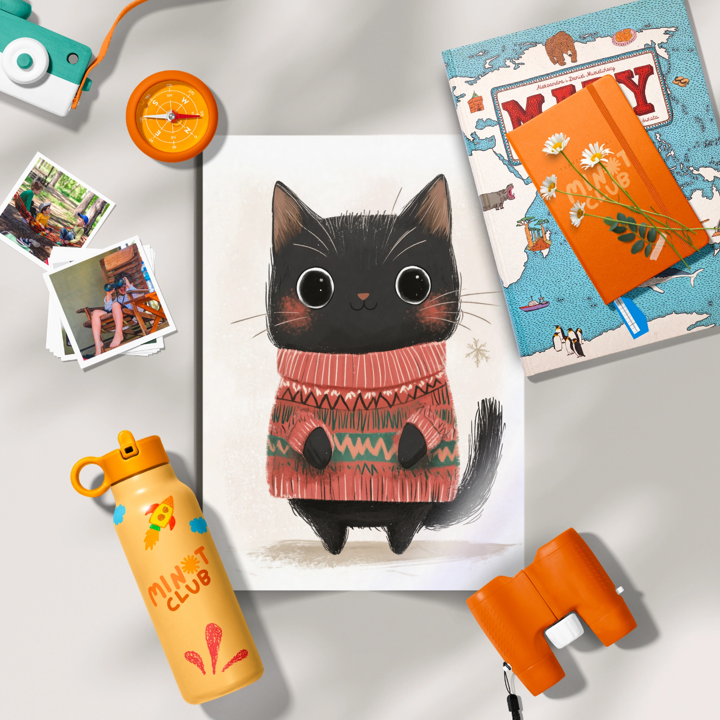 Black Cat in a Sweater Christmas Print