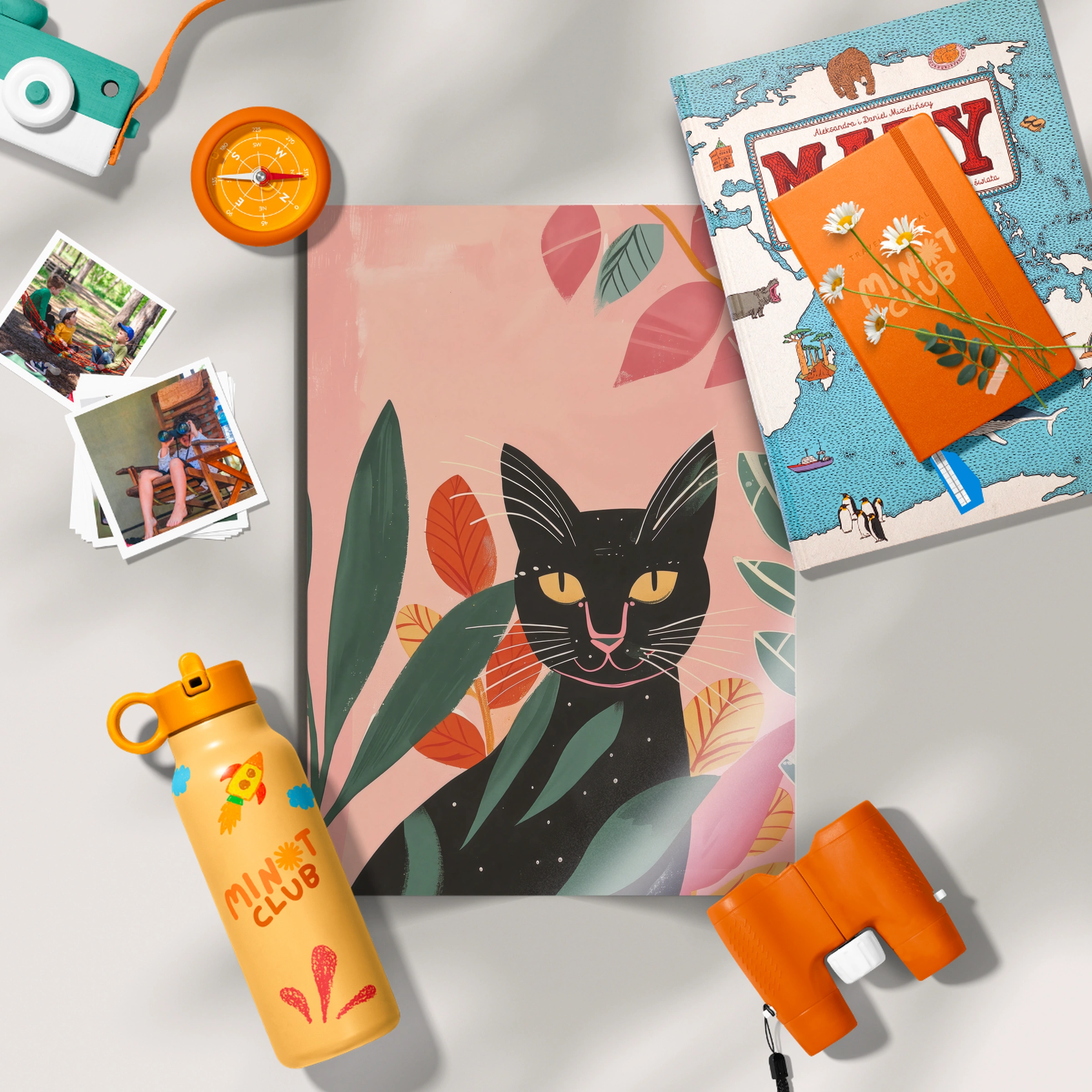 Black Cat in Flowers Nursery Print