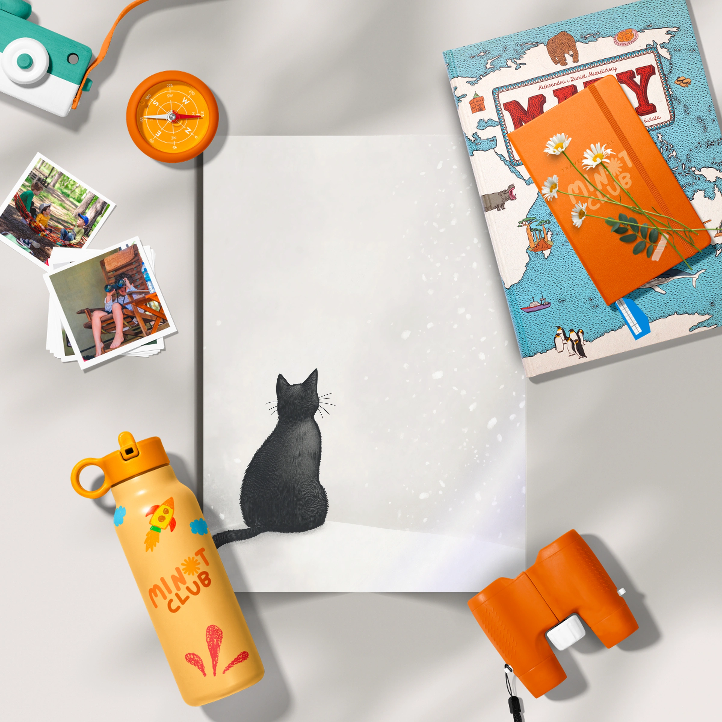 Black Cat in the Snow Two Christmas Print