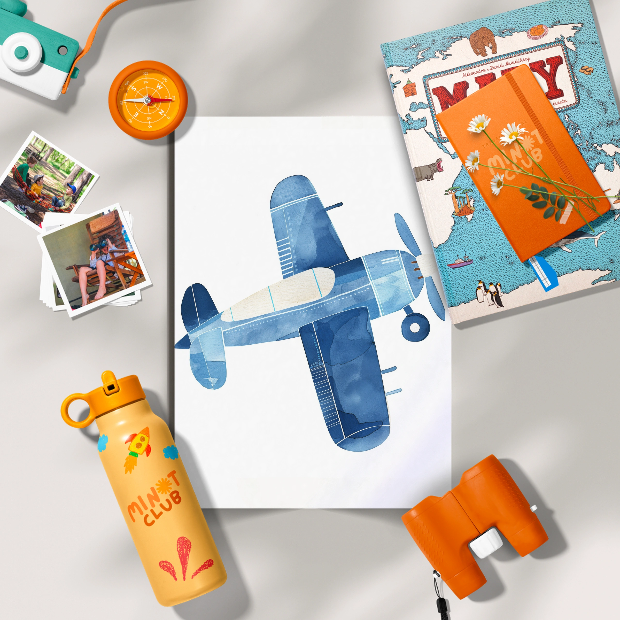 Blue Airplane Nursery Print