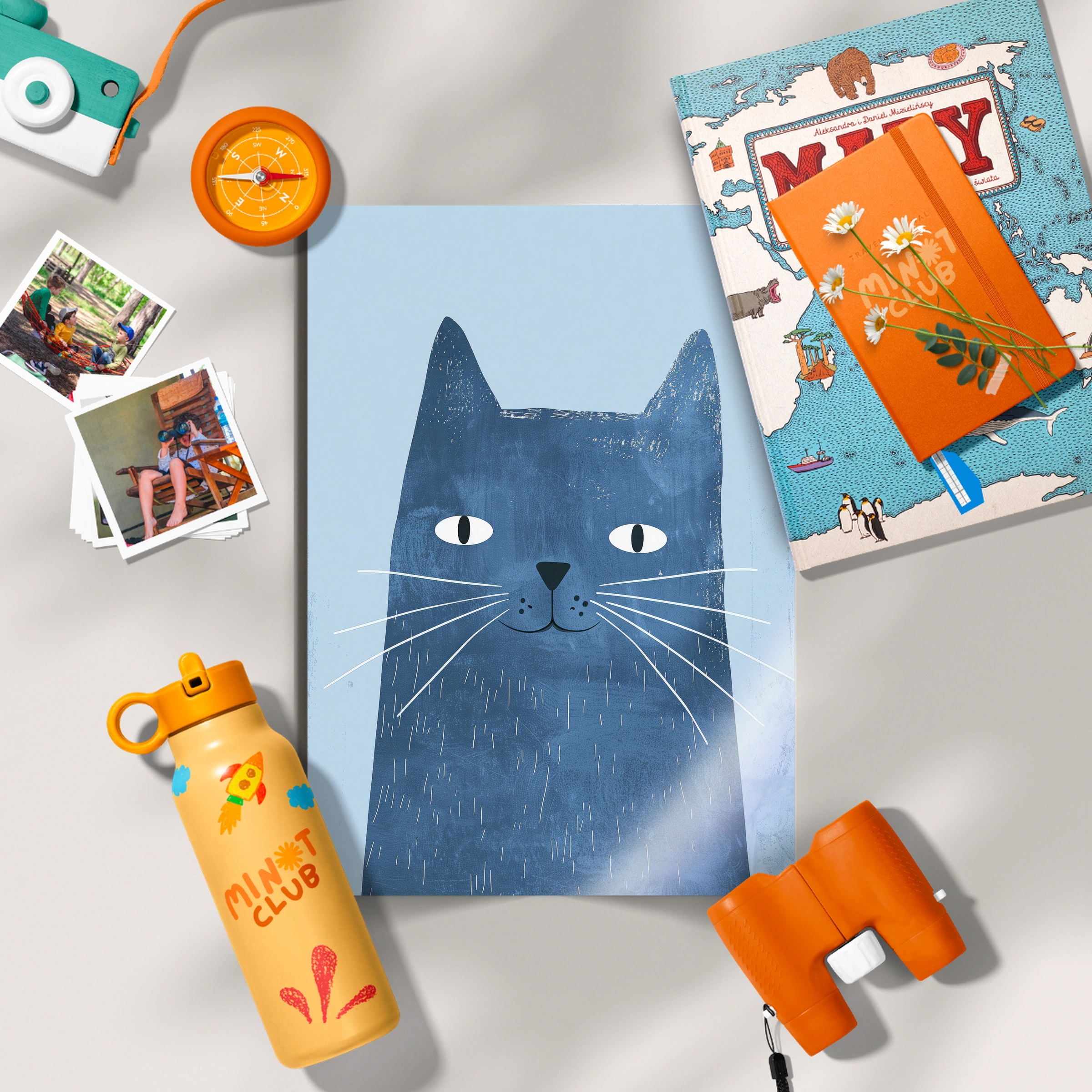 Blue Cat Nursery Print