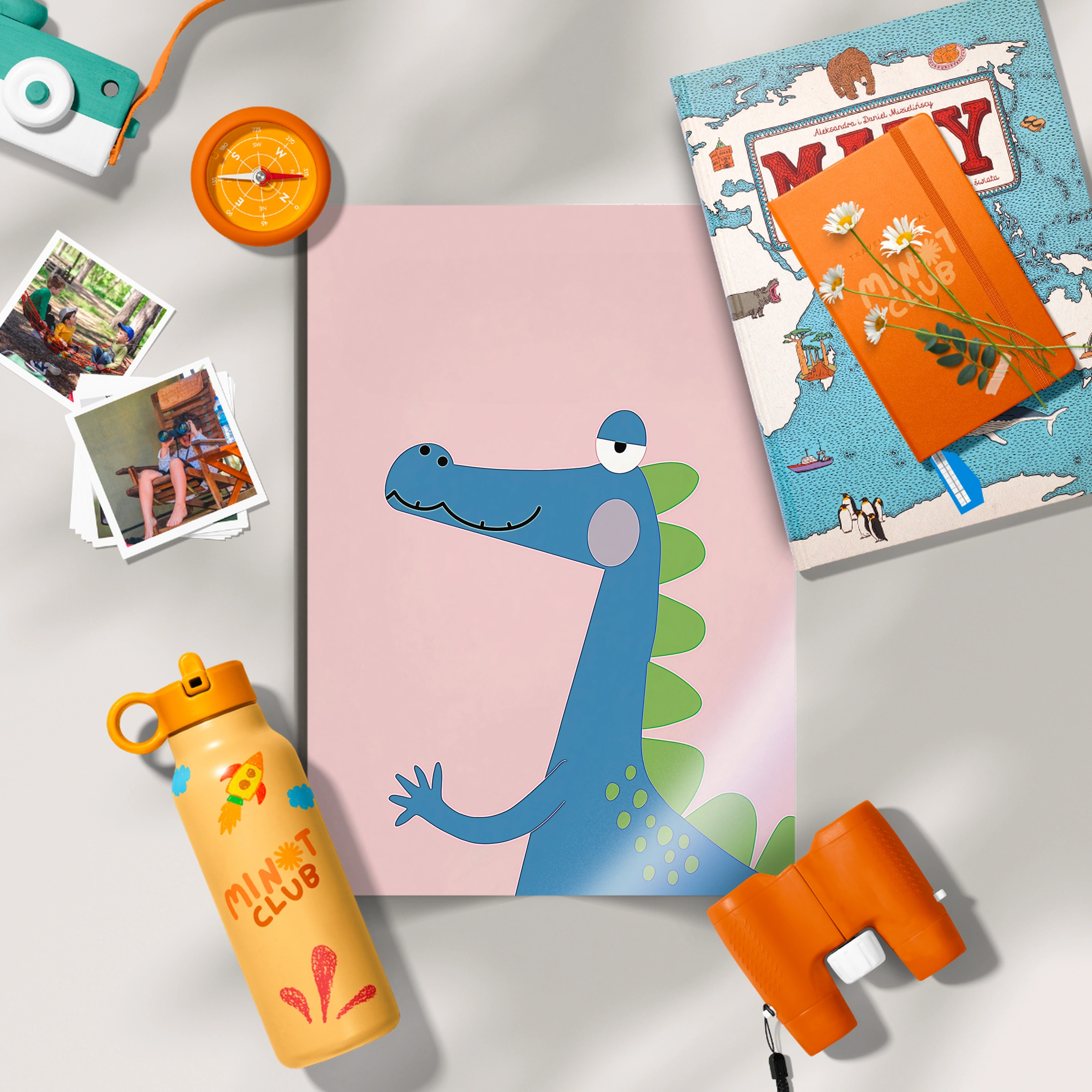 Blue Dinosaur Nursery Print