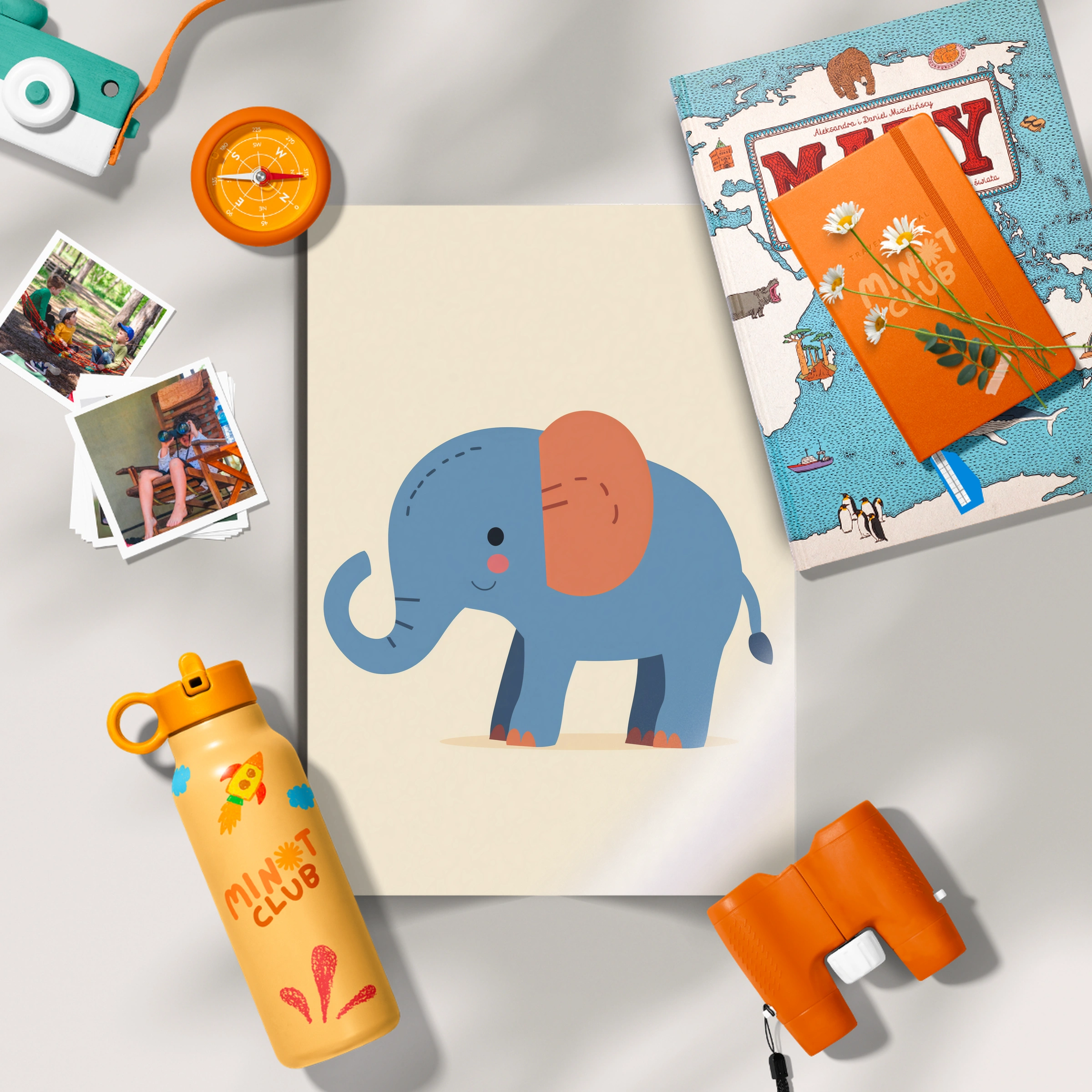 Blue Elephant Nursery Print