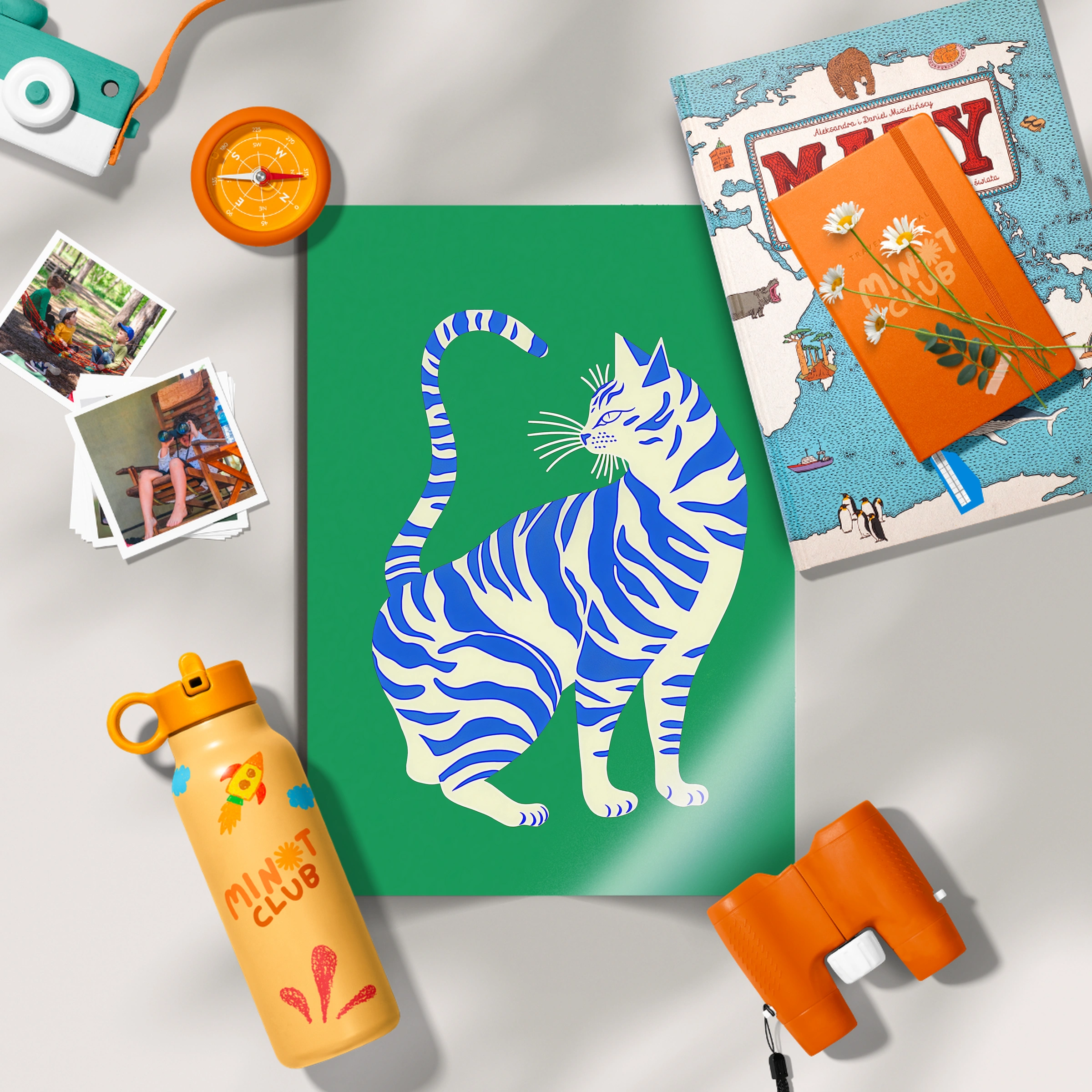 Blue Tiger Cat Nursery Print