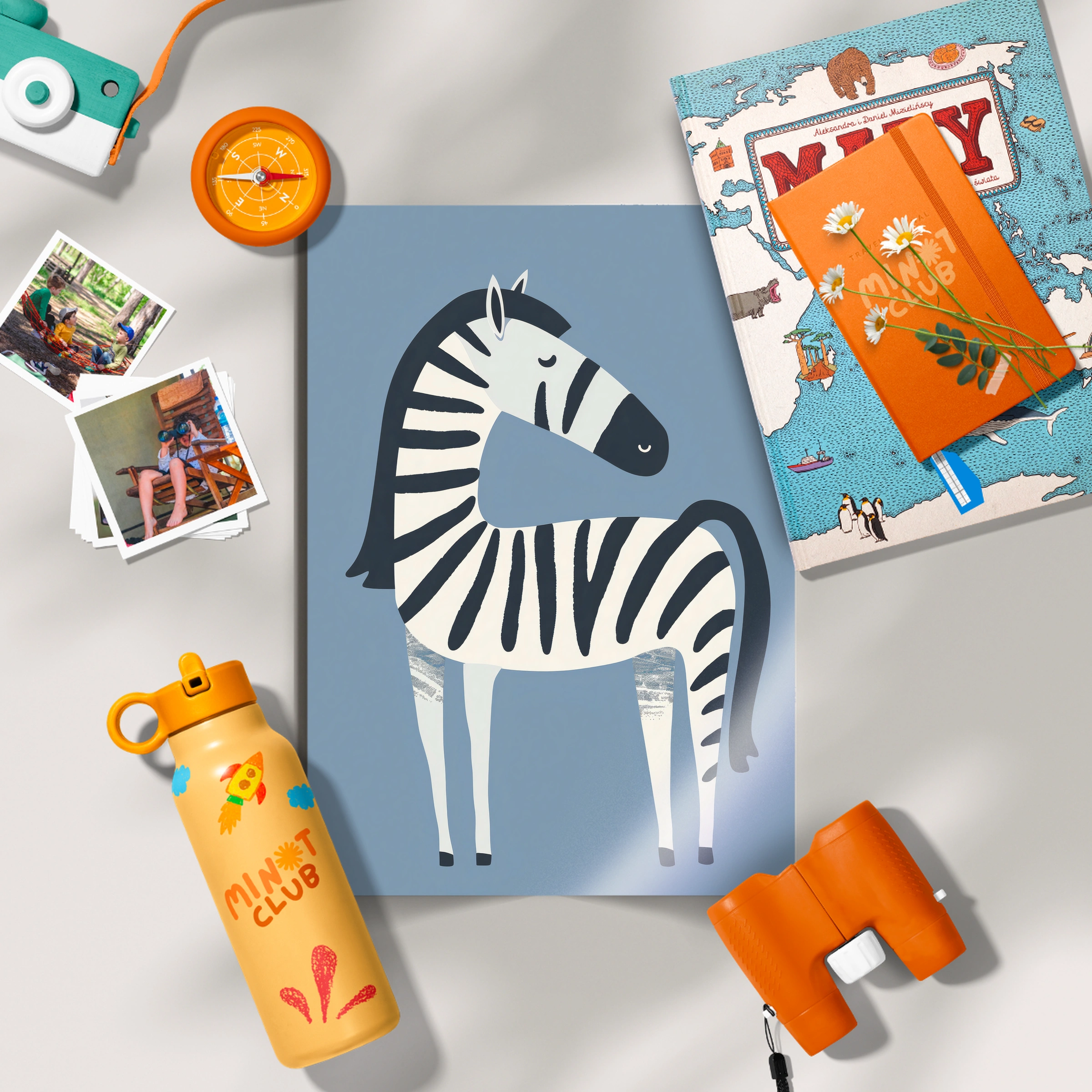 Blue Zebra Two Nursery Print