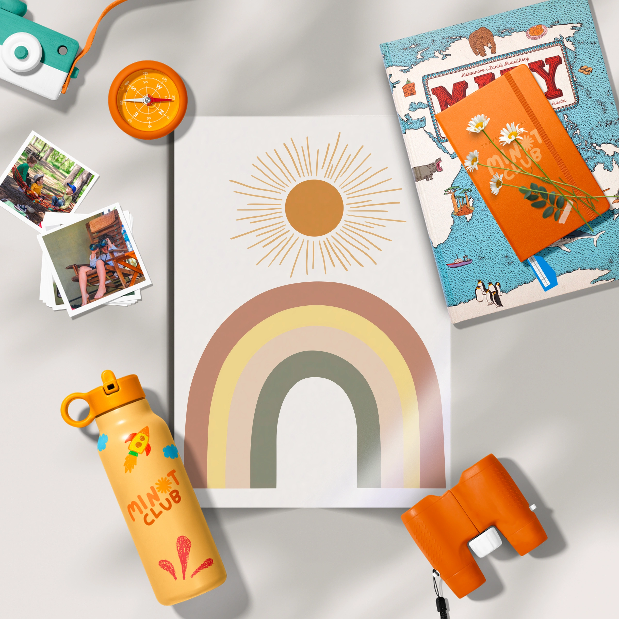 Boho Rainbow Sun Nursery Print