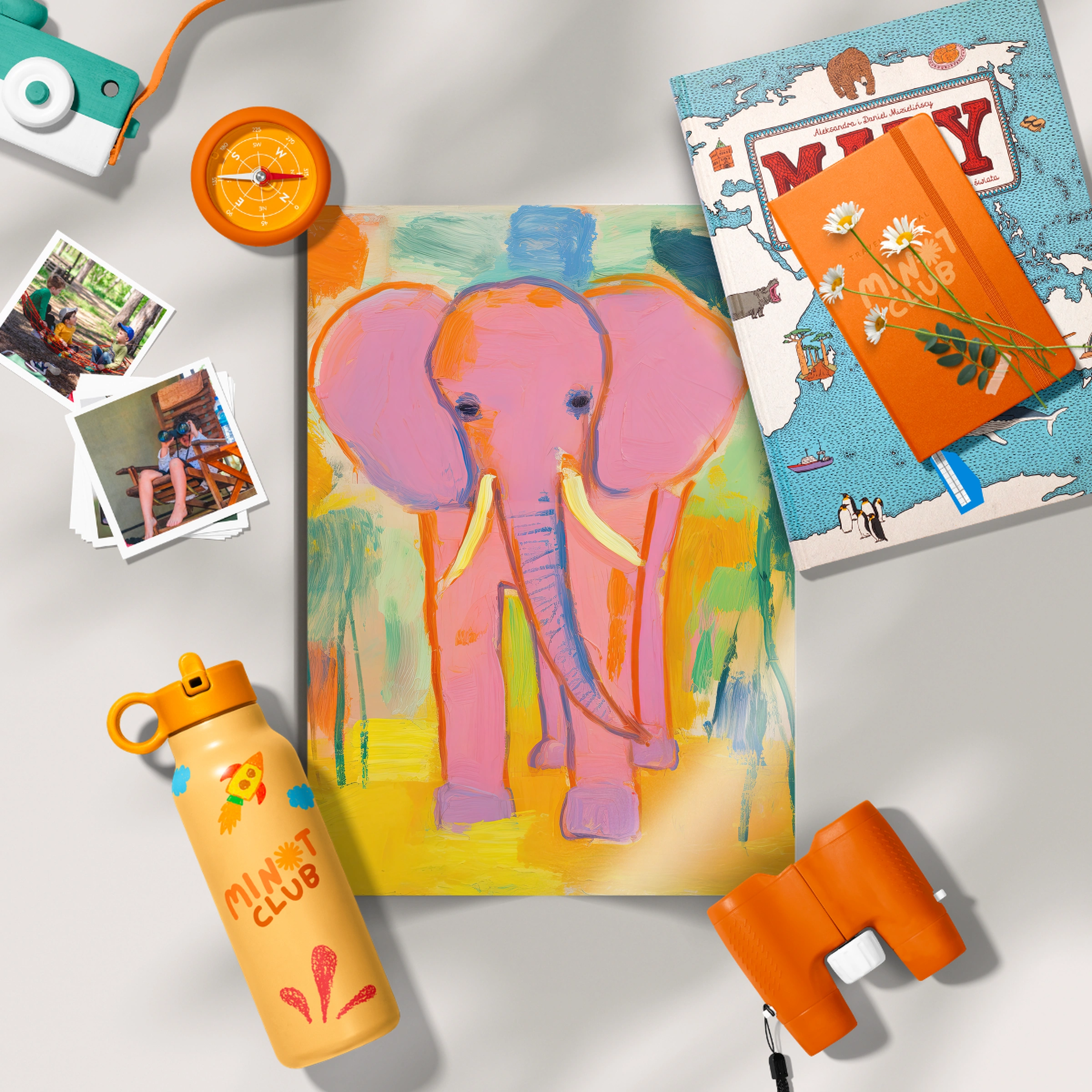 Bold Pink Elephant Nursery Print