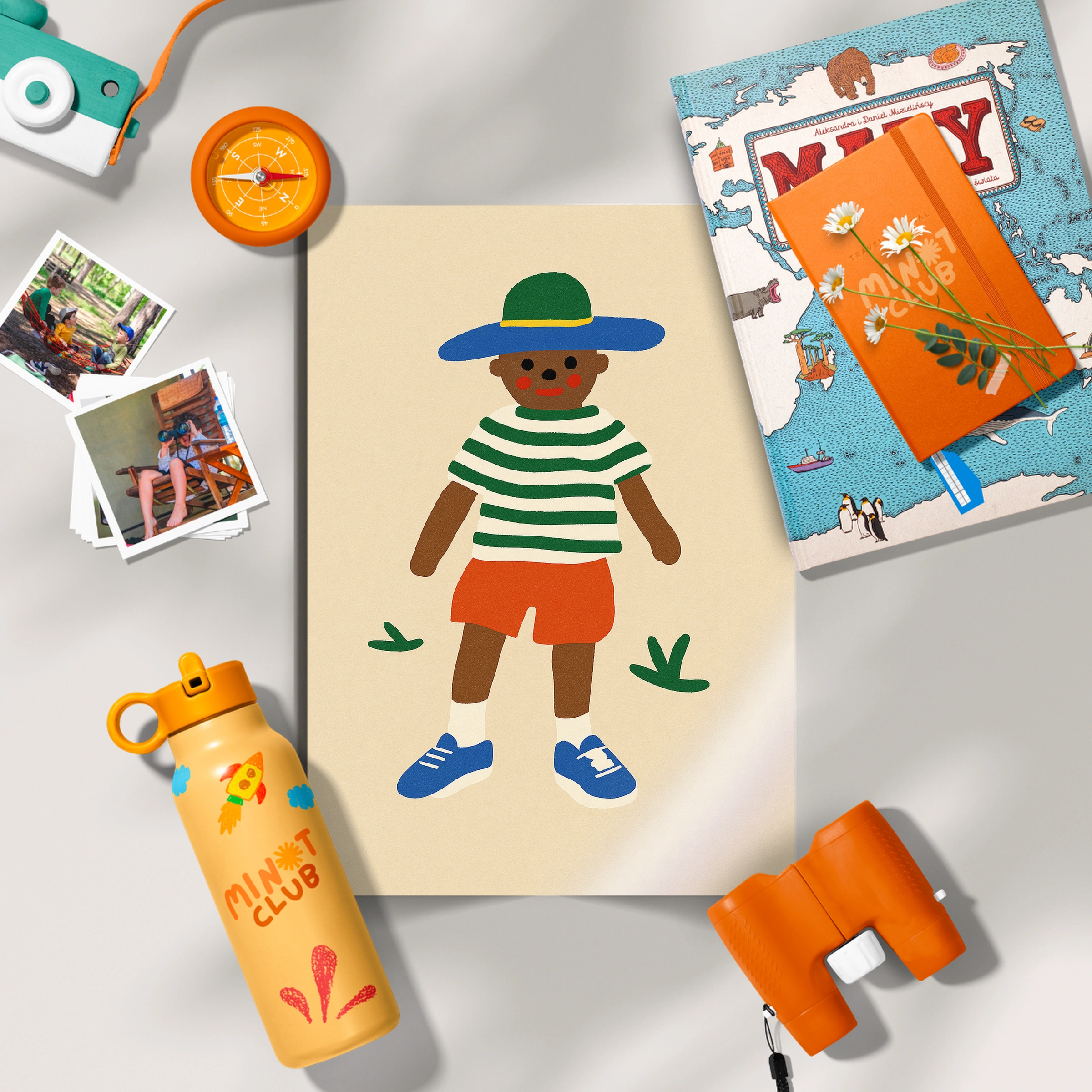 Boy in a Sun Hat Nursery Print