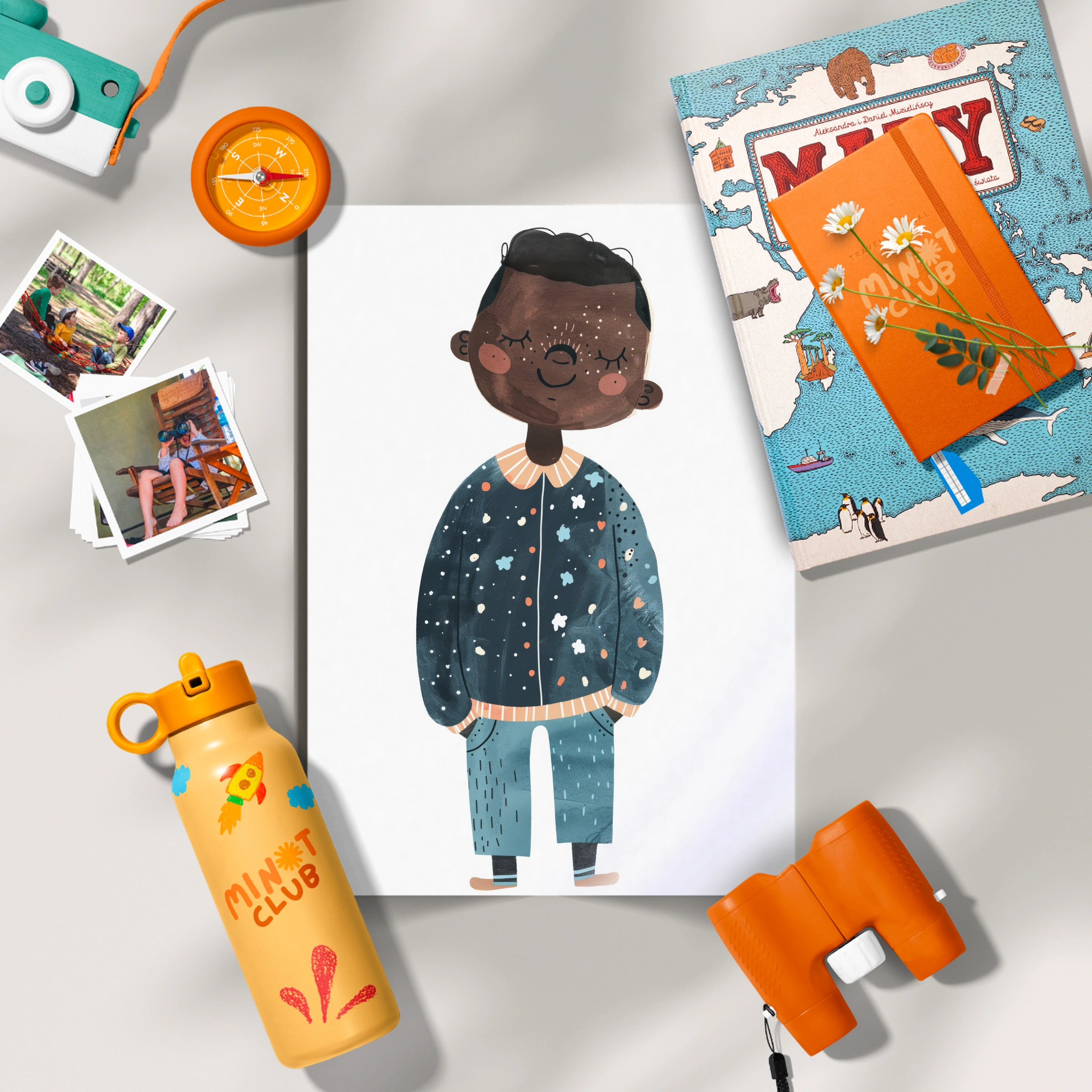 Boy in Star Pyjamas Nursery Print