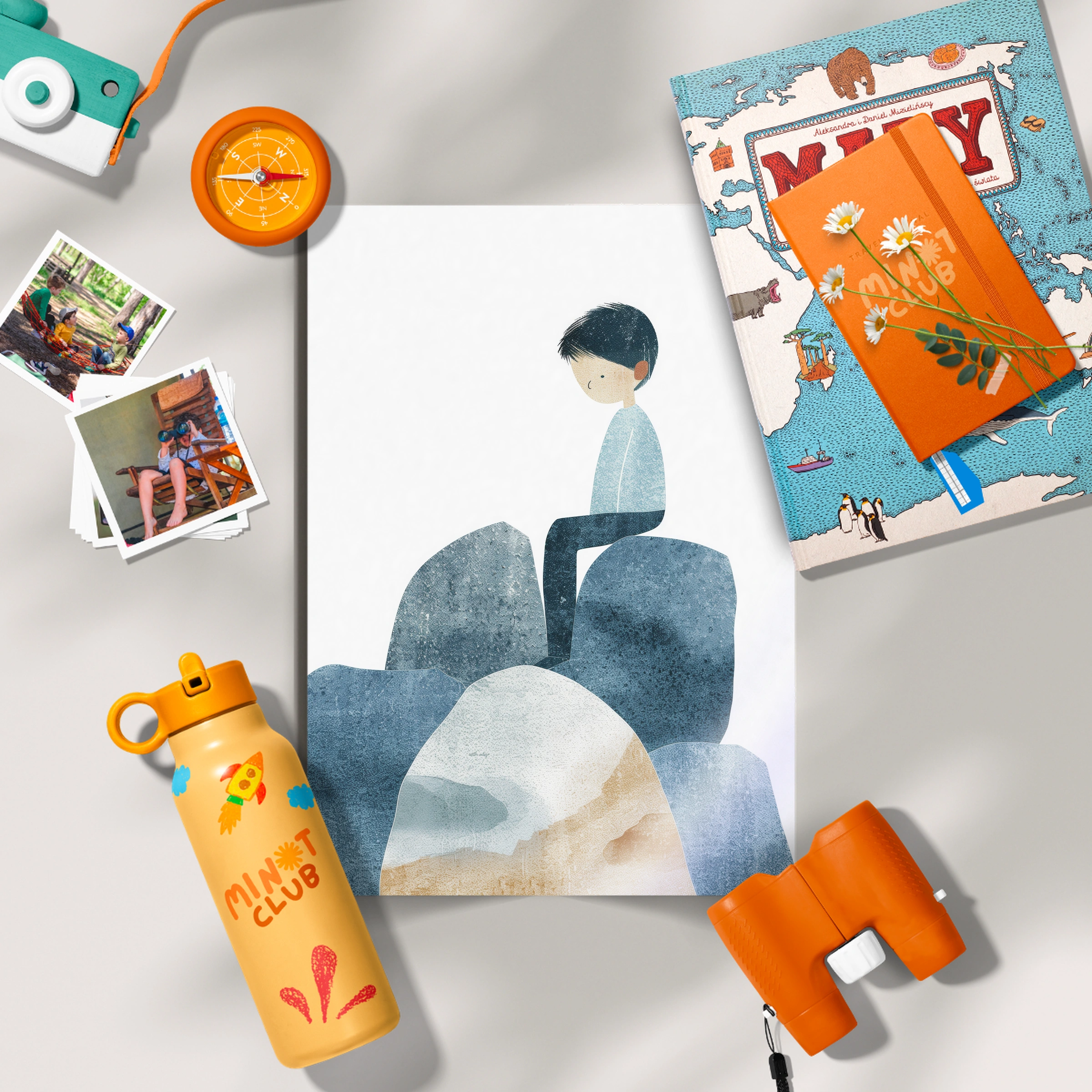 Boy on the Rocks Nursery Print