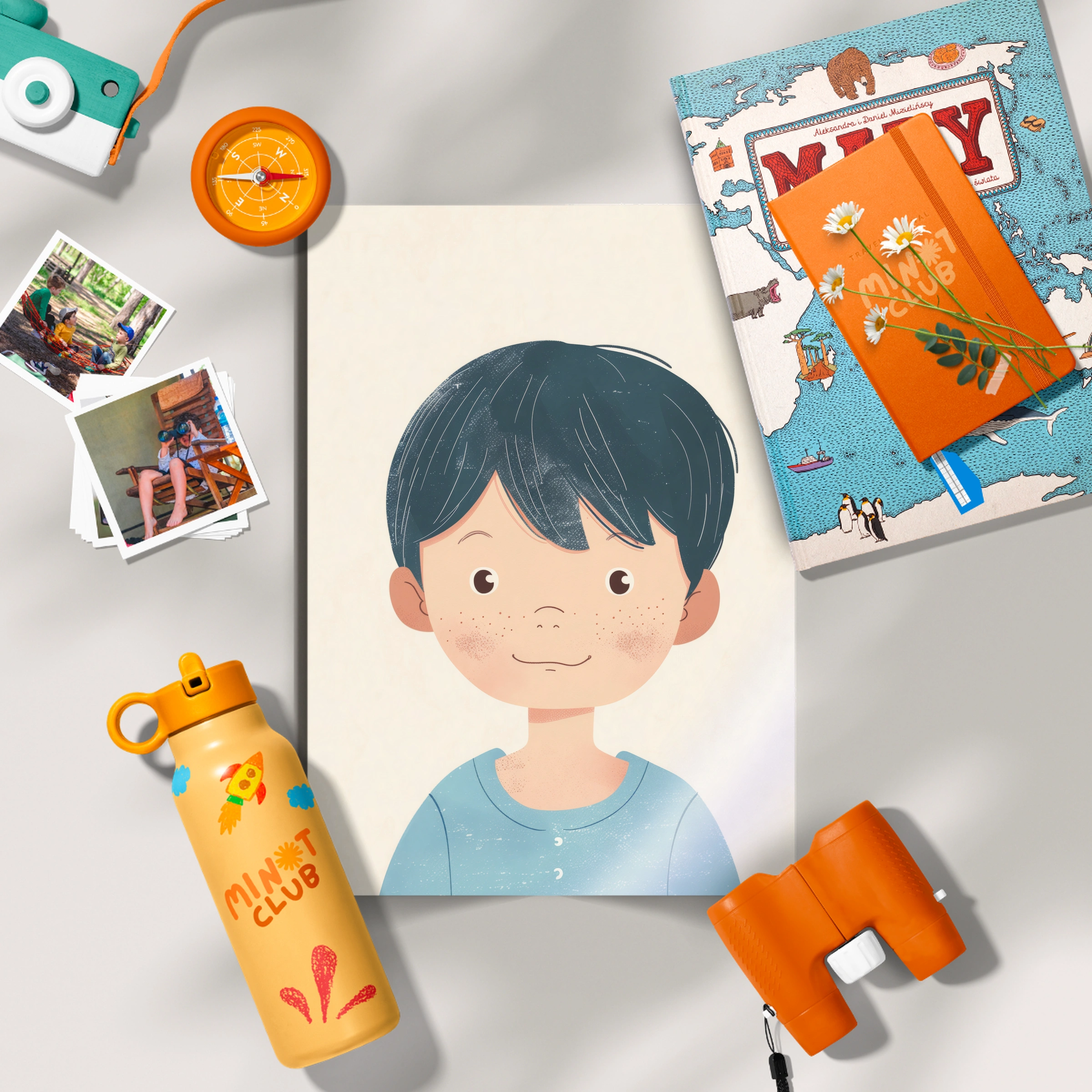 Boy with Dark Hair Nursery Print
