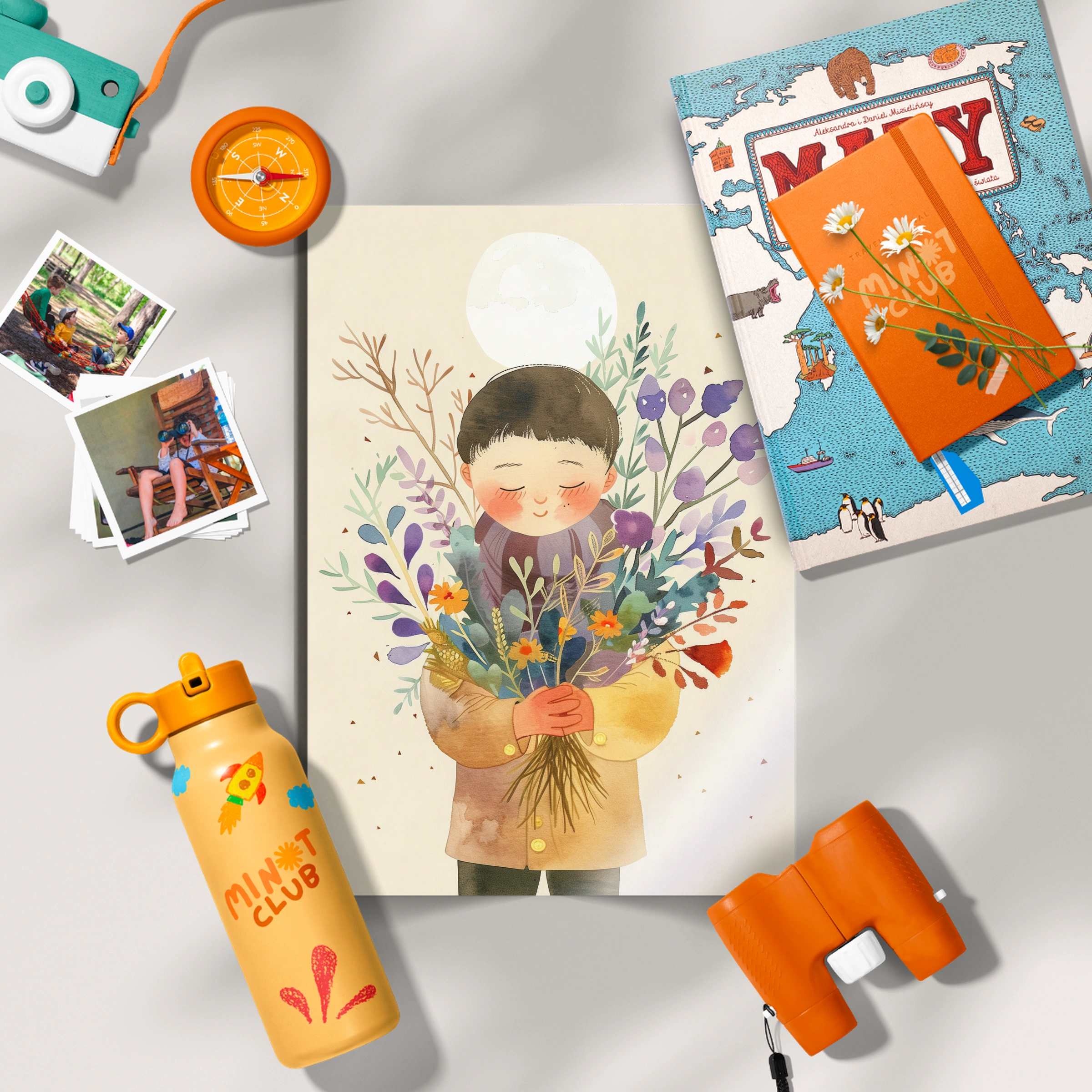 Boy with Flowers Nursery Print