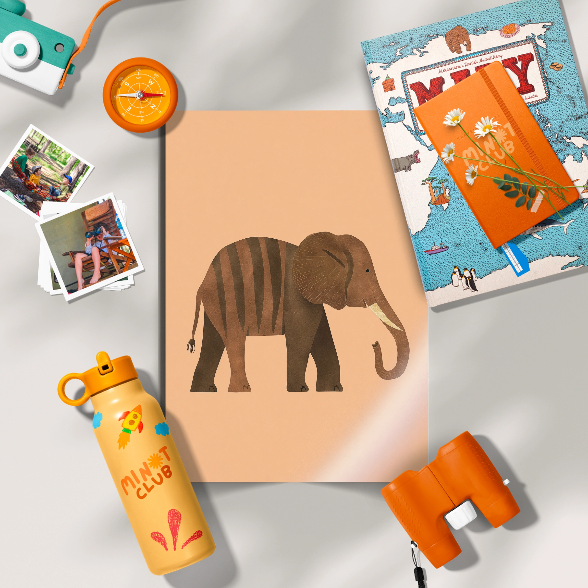 Brown Elephant Nursery Print