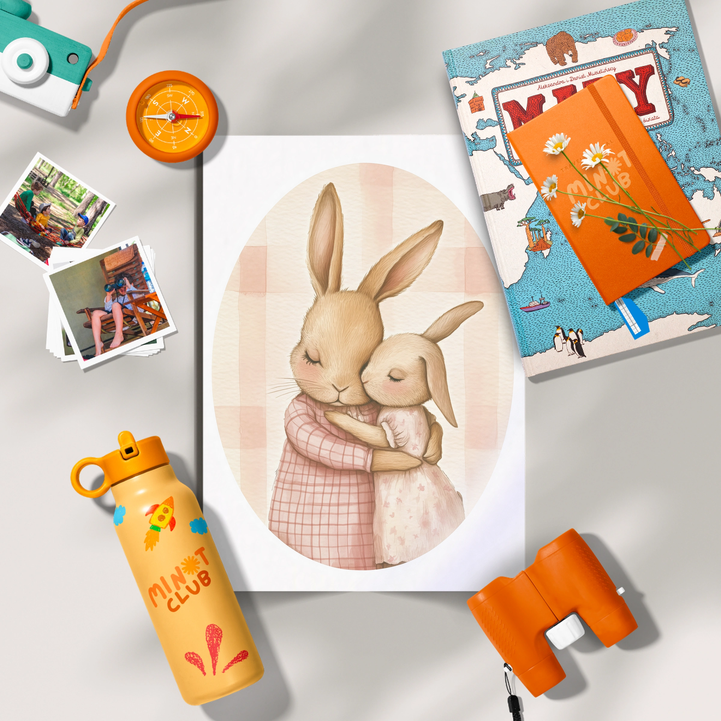 Bunnies Hugging Nursery Print