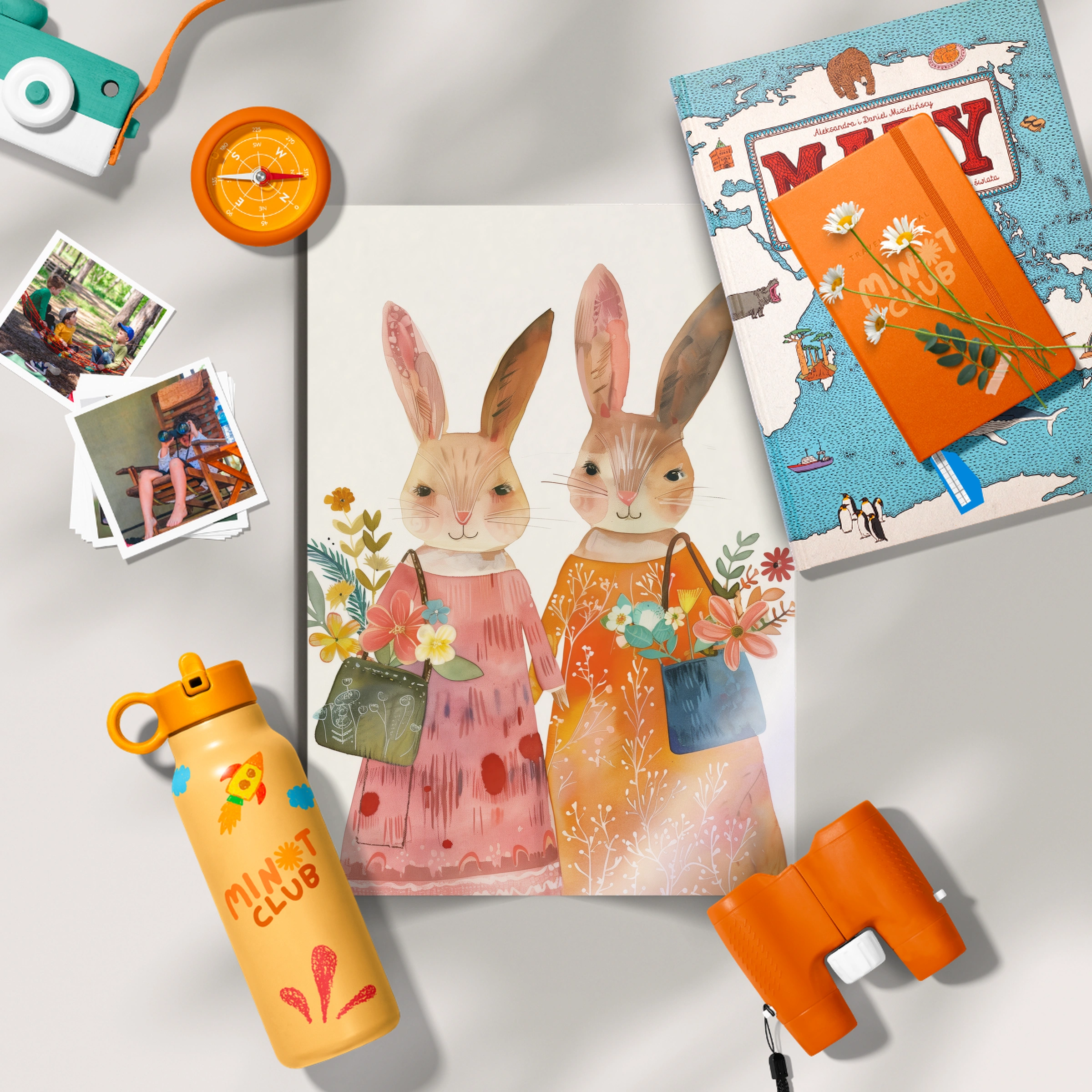 Bunnies in Dresses Nursery Print