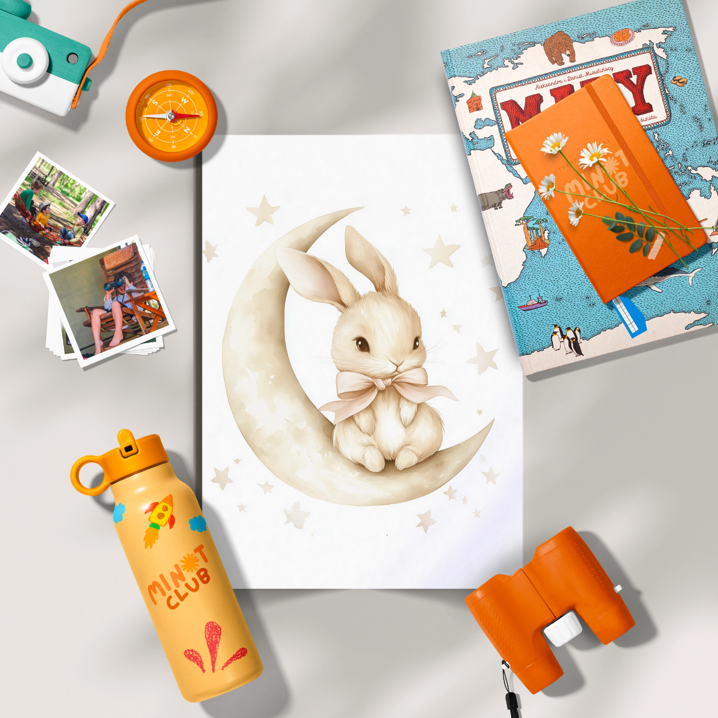 Bunny on the Moon Nursery Print