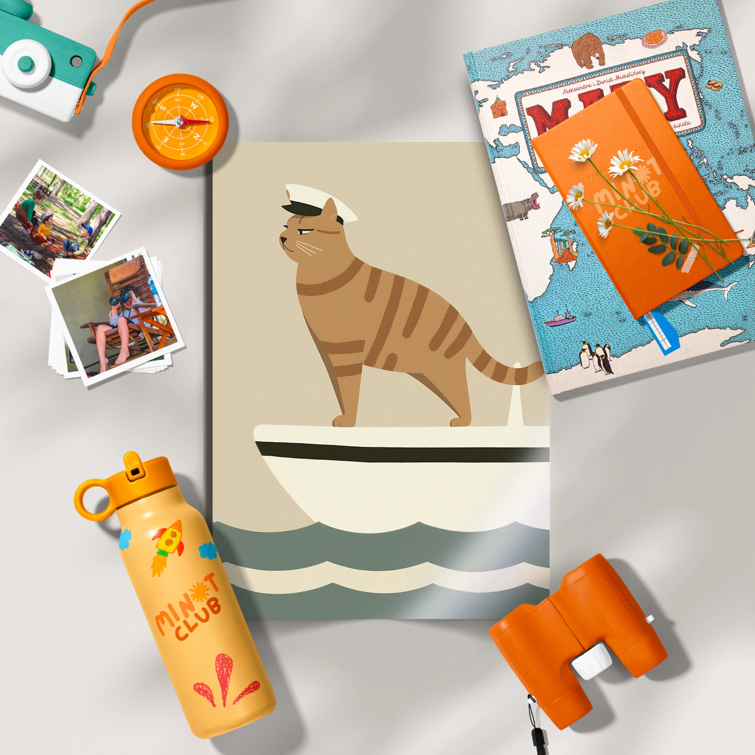 Captain Cat on a Boat Nursery Print