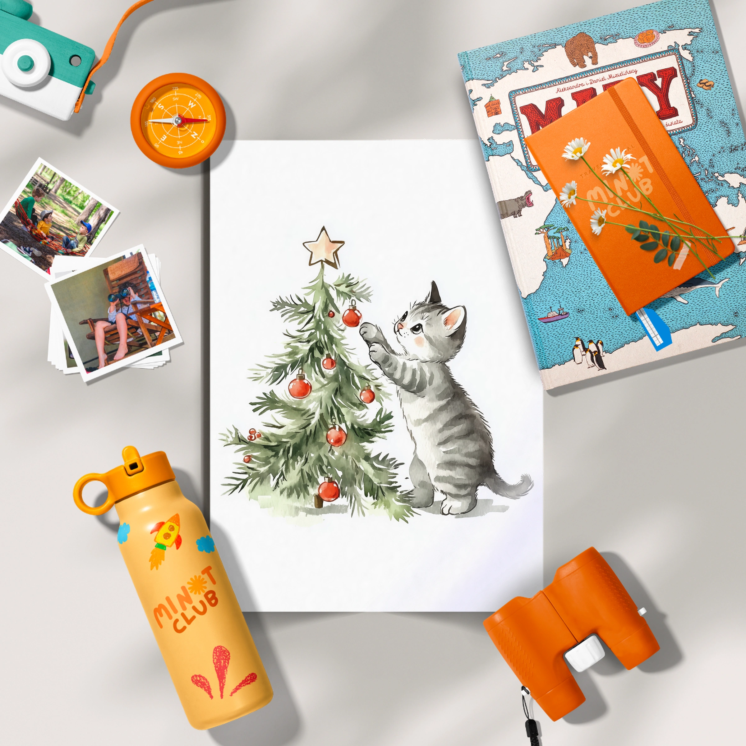 Cat and the Christmas Tree Print