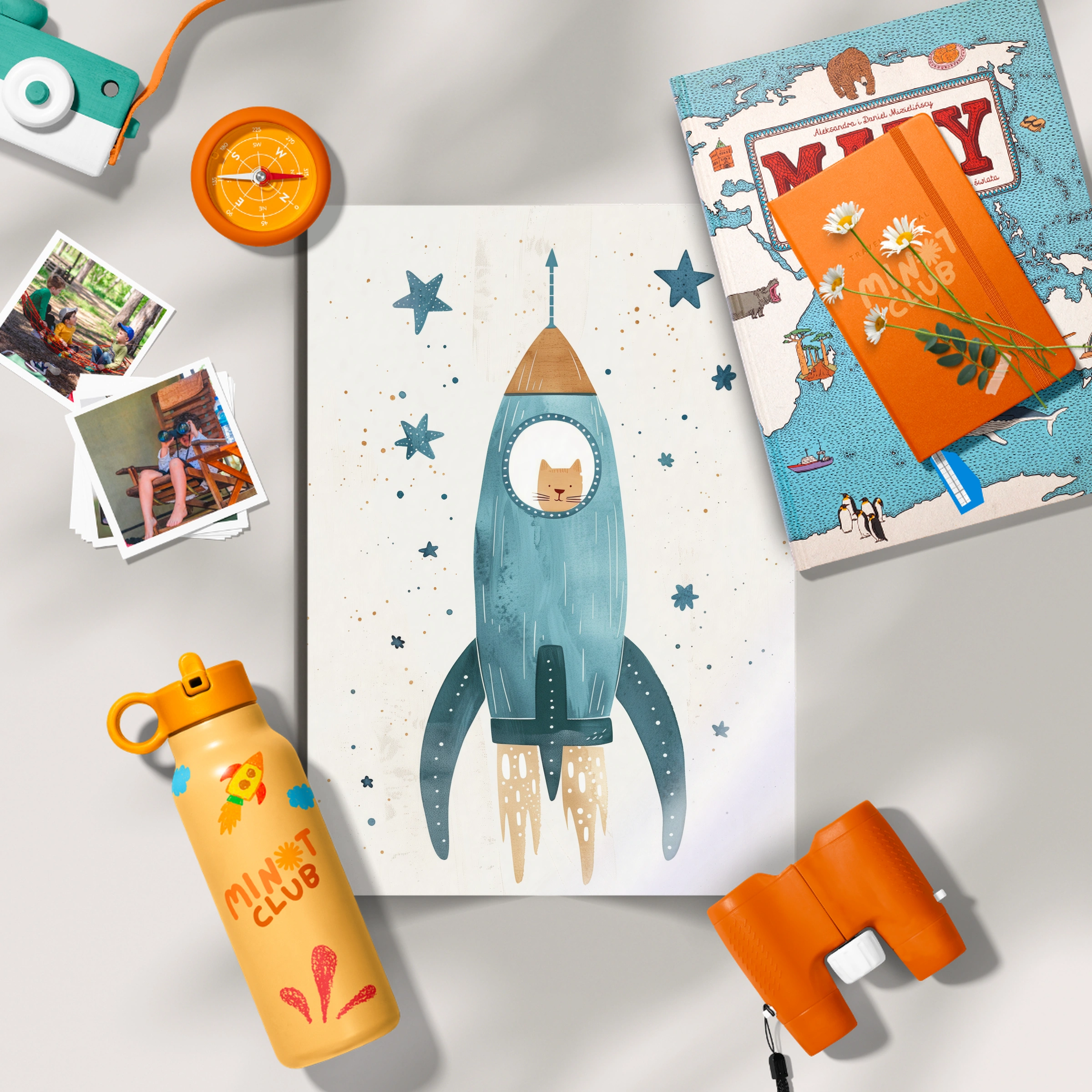 Cat Rocket Nursery Print